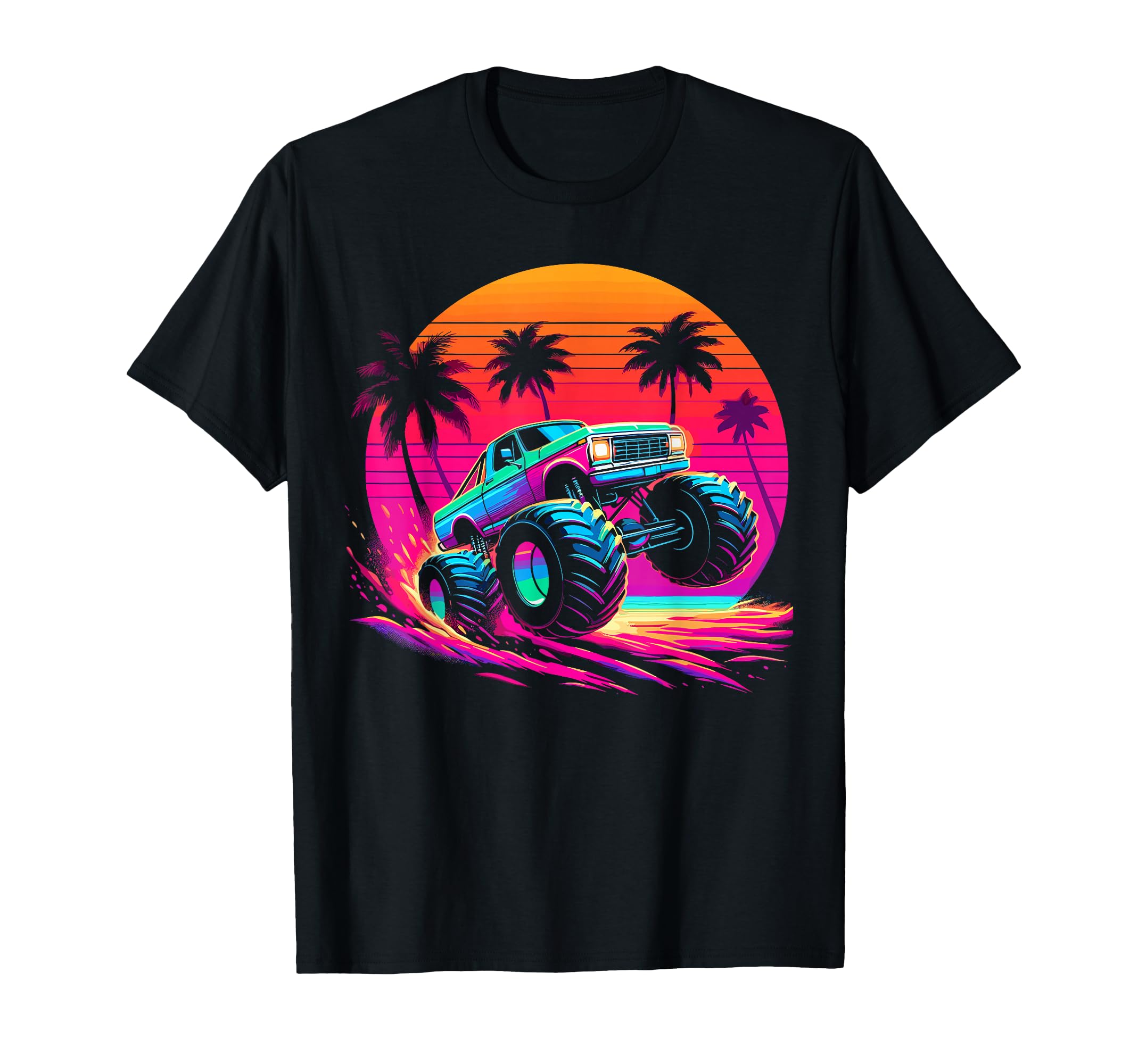 Monster Truck Sunset Monster Truck T-Shirt - Fun Novelty Design for Adults - T-Shirt, Sweatshirt, Hoodie