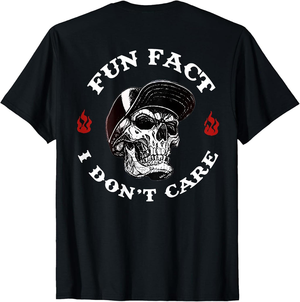 (ON Back) Fun Fact I Don't Care Funny Skeleton Saying - Adult & Kids T-Shirts, Sweatshirts & Hoodies apparel design preview 1