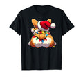 Corgi Butt Funny Santa Hat Light Smile T-Shirt - Minimalist Print Men Women - T-Shirt, Sweatshirt, Hoodie