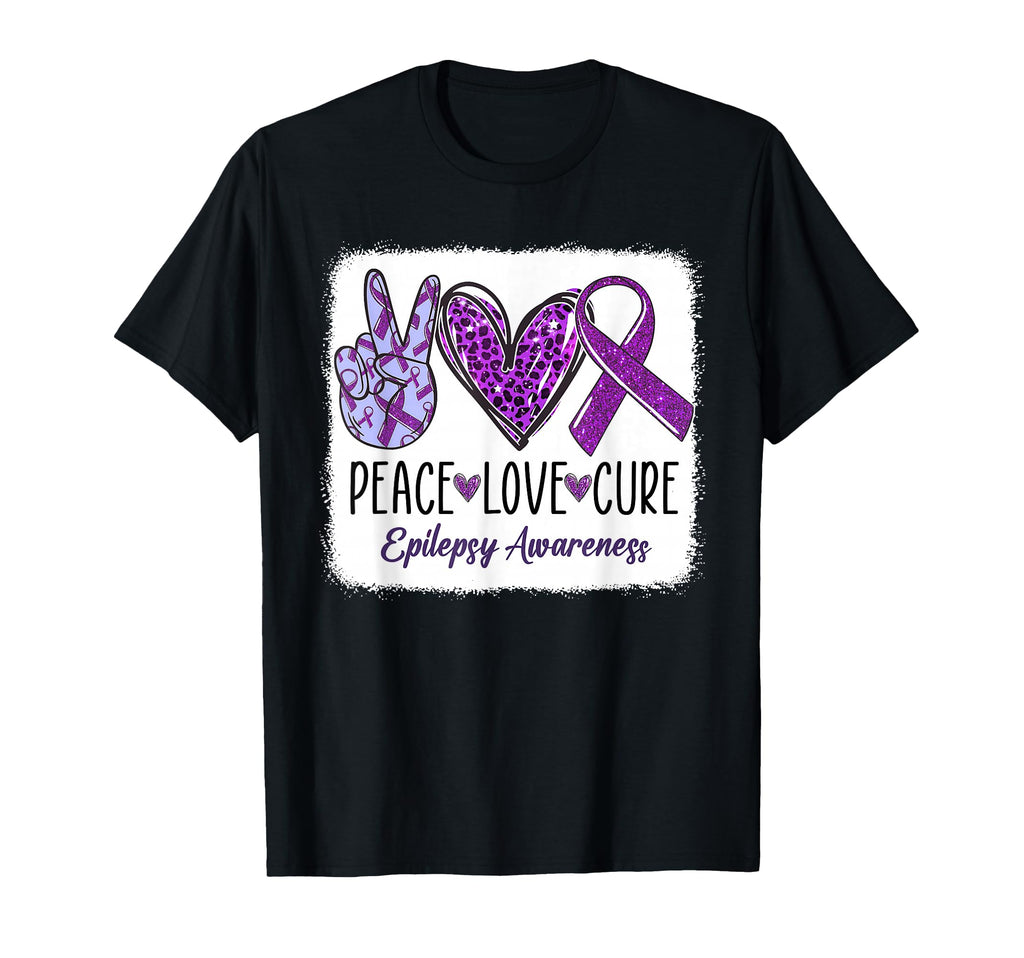 Peace Hope Love Ribbon Purple Epilepsy T-Shirt - Graphic Print Men Women - T-Shirt, Sweatshirt, Hoodie