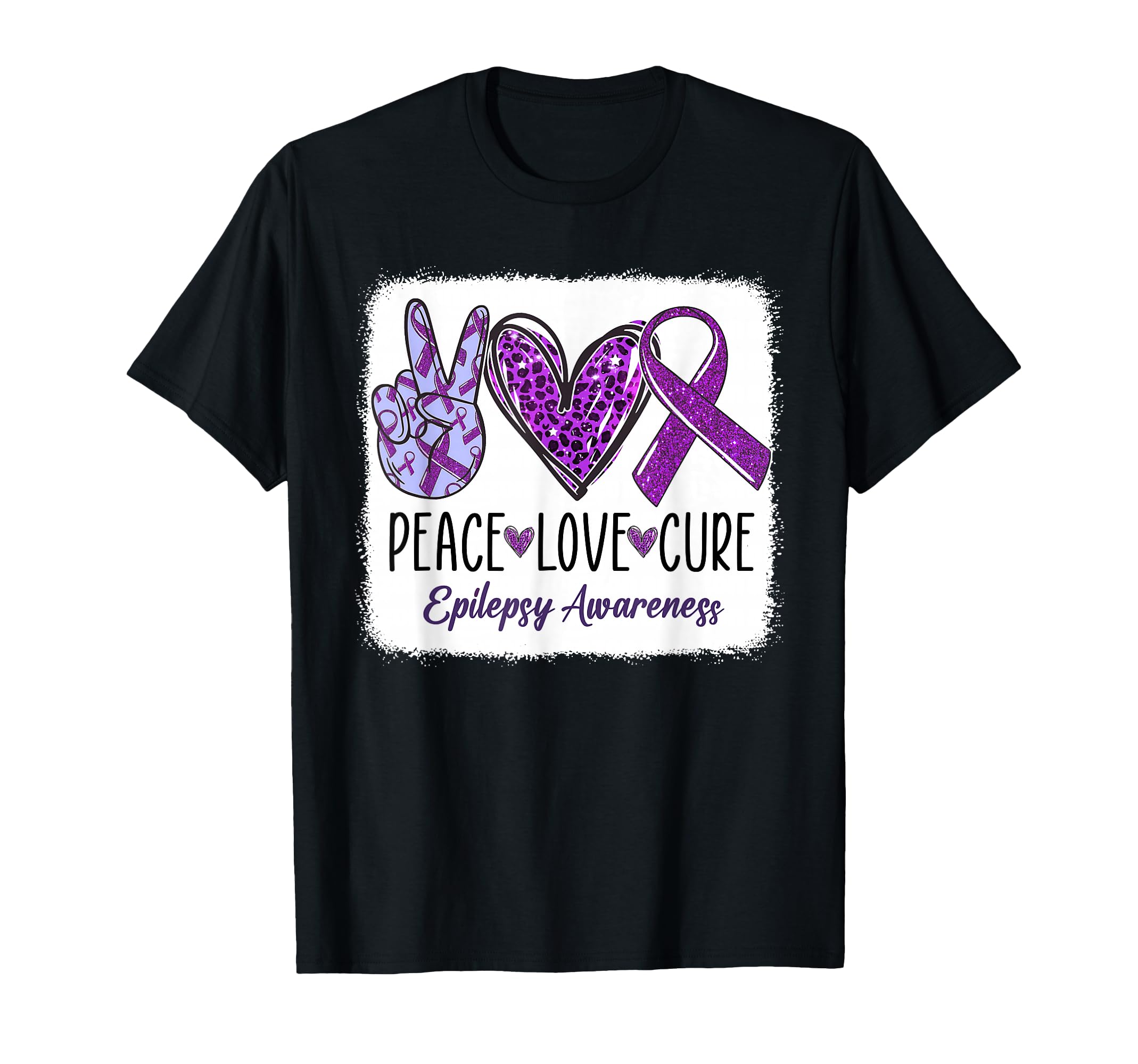 Peace Hope Love Ribbon Purple Epilepsy T-Shirt - Graphic Print Men Women - T-Shirt, Sweatshirt, Hoodie