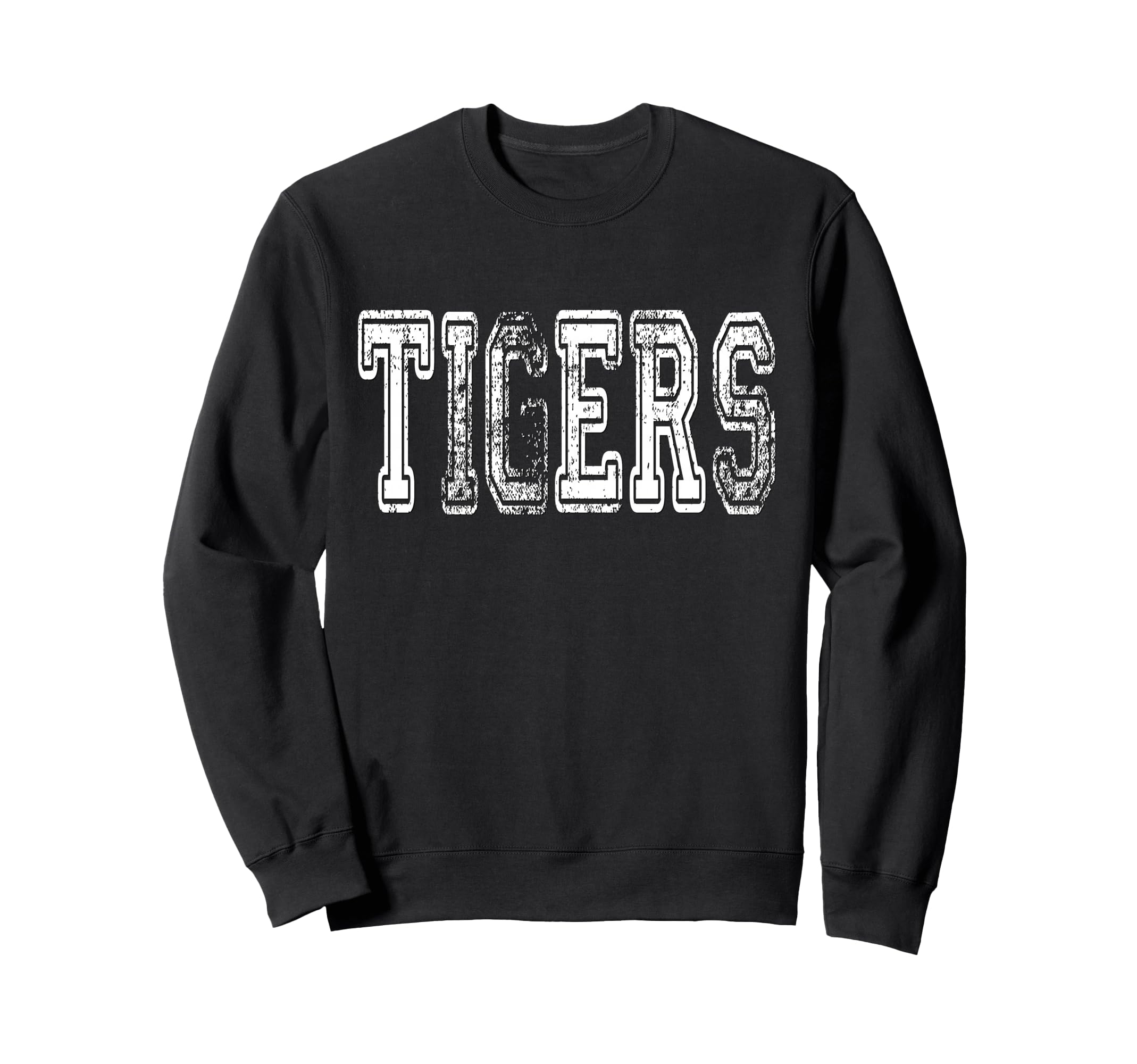 Tigers Mascot Distressed School Sweatshirt - Fun Novelty Design Men Women - T-Shirt, Sweatshirt, Hoodie