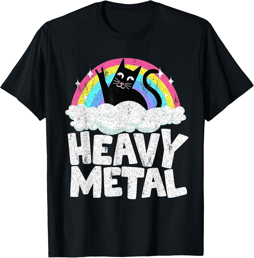 Heavy Metal Cat Satanic Kids Punk Rock Band Rainbow - Adult & Kids T-Shirts, Sweatshirts & Hoodies apparel design preview 1