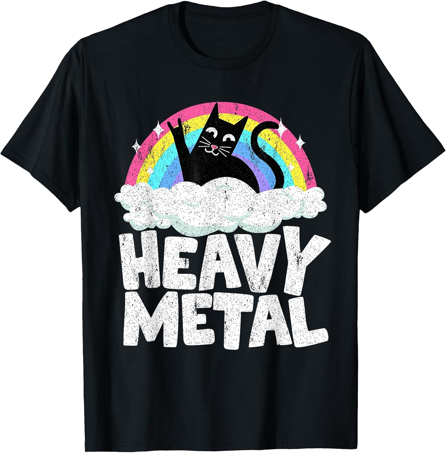 Heavy Metal Cat Satanic Kids Punk Rock Band Rainbow - Adult & Kids T-Shirts, Sweatshirts & Hoodies apparel design preview 1
