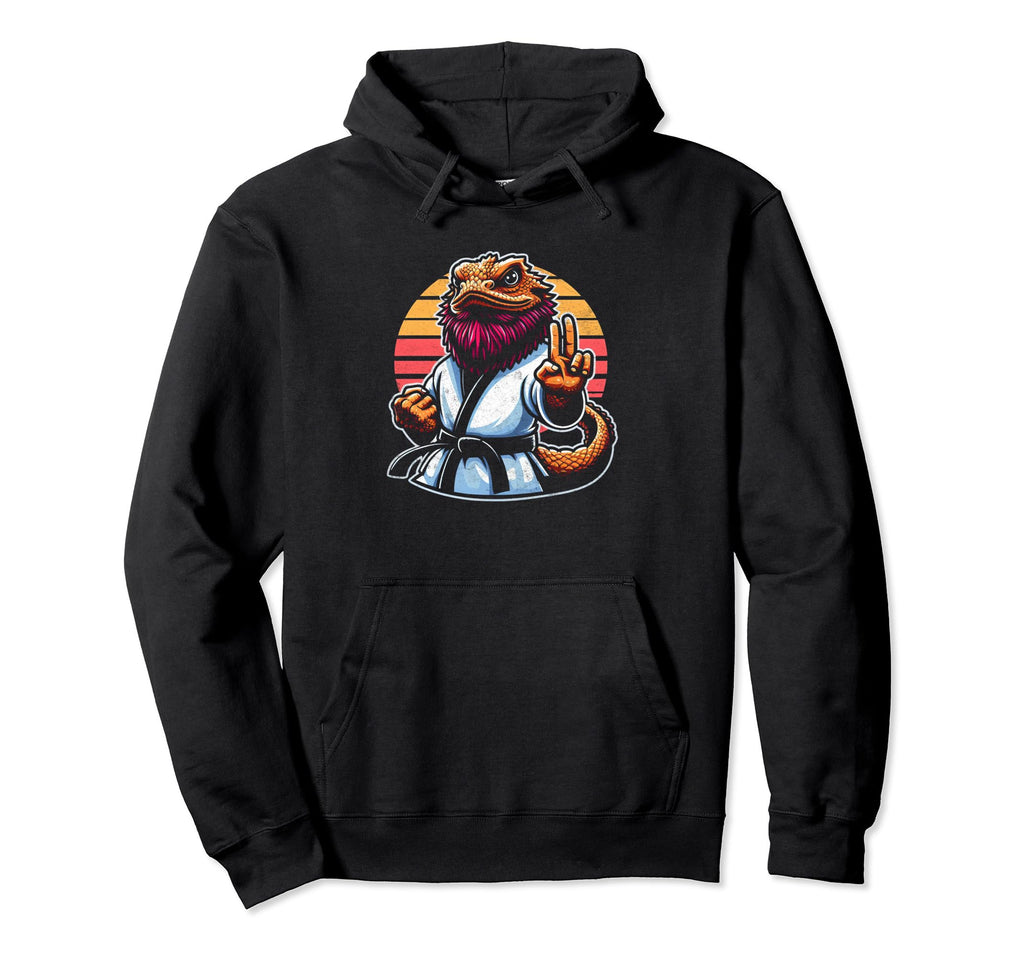 Funny Bearded Dragons Dad Doing Karate Hoodie - Trendy Graphic for Adults - T-Shirt, Sweatshirt, Hoodie