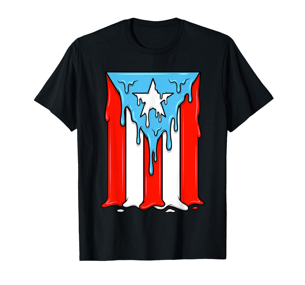 Dripping Puerto Rico Flag Boricua T-Shirt - Custom Art Print Men Women - T-Shirt, Sweatshirt, Hoodie
