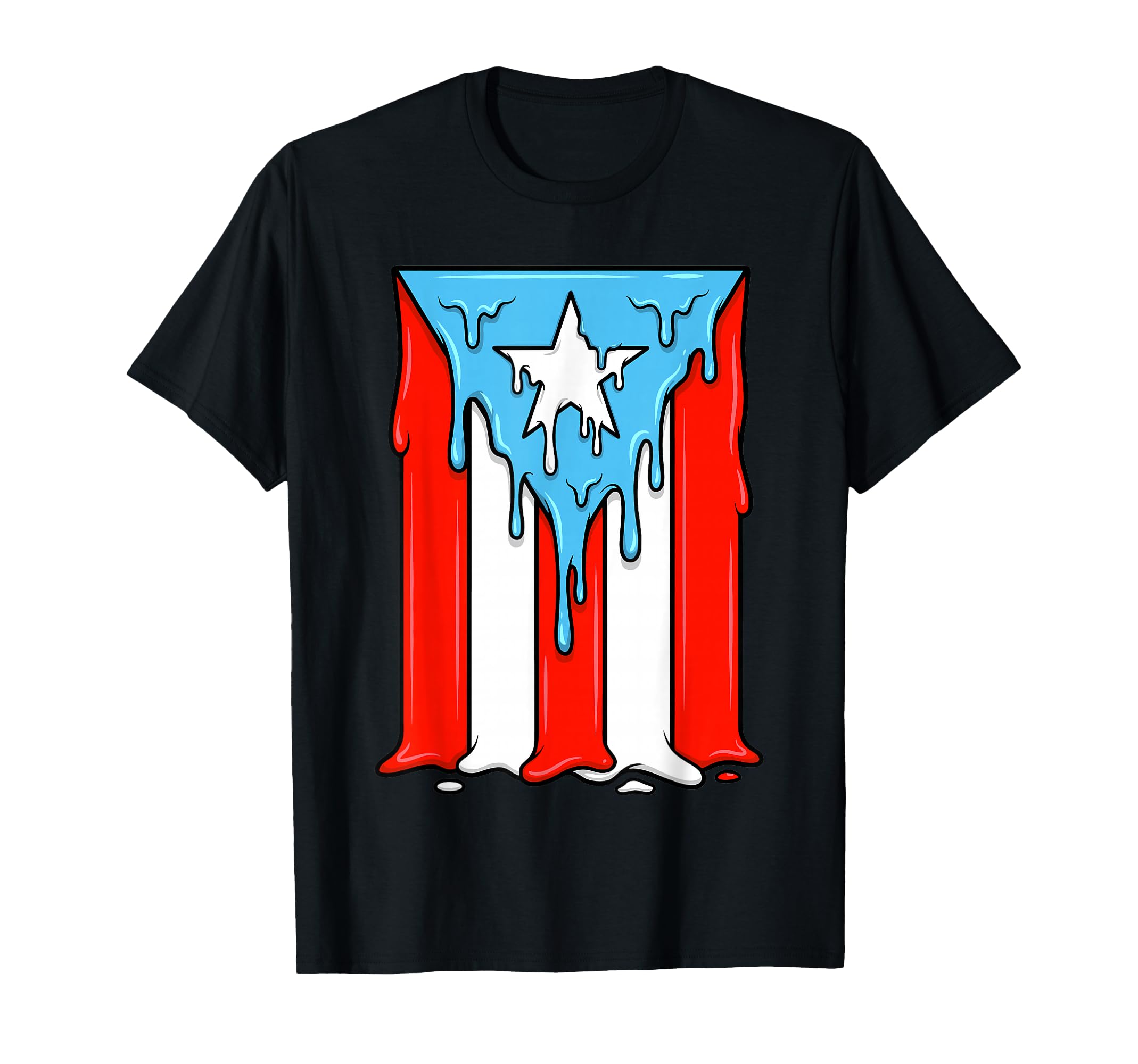 Dripping Puerto Rico Flag Boricua T-Shirt - Custom Art Print Men Women - T-Shirt, Sweatshirt, Hoodie