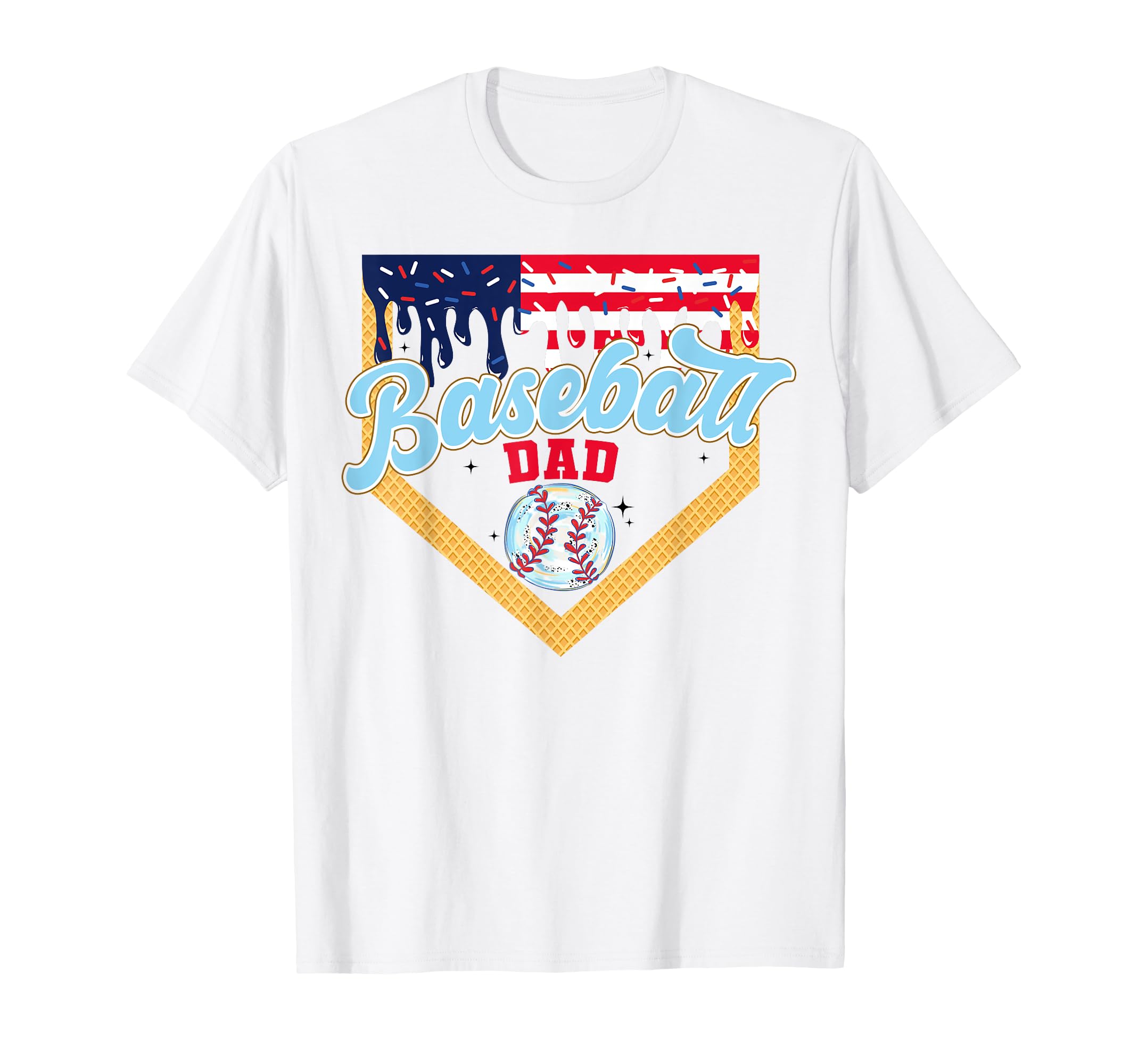 Baseball Dad Ice Cream Drip Father T-Shirt - Aesthetic Graphic for Adults - T-Shirt, Sweatshirt, Hoodie