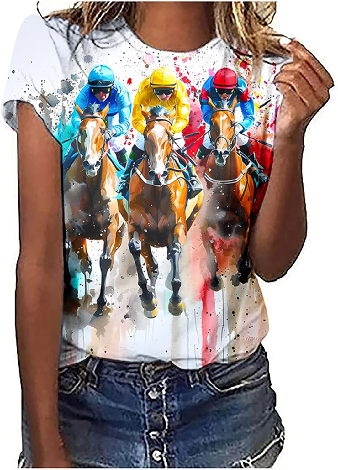 Womens Horse Racing Tops Cap Sleeve Summer Retro - Adult & Kids T-Shirts, Sweatshirts & Hoodies apparel design preview 1