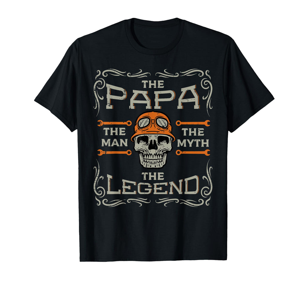 Biker Papa Myth Legend Skull Fathers T-Shirt - Aesthetic Graphic Unisex - T-Shirt, Sweatshirt, Hoodie
