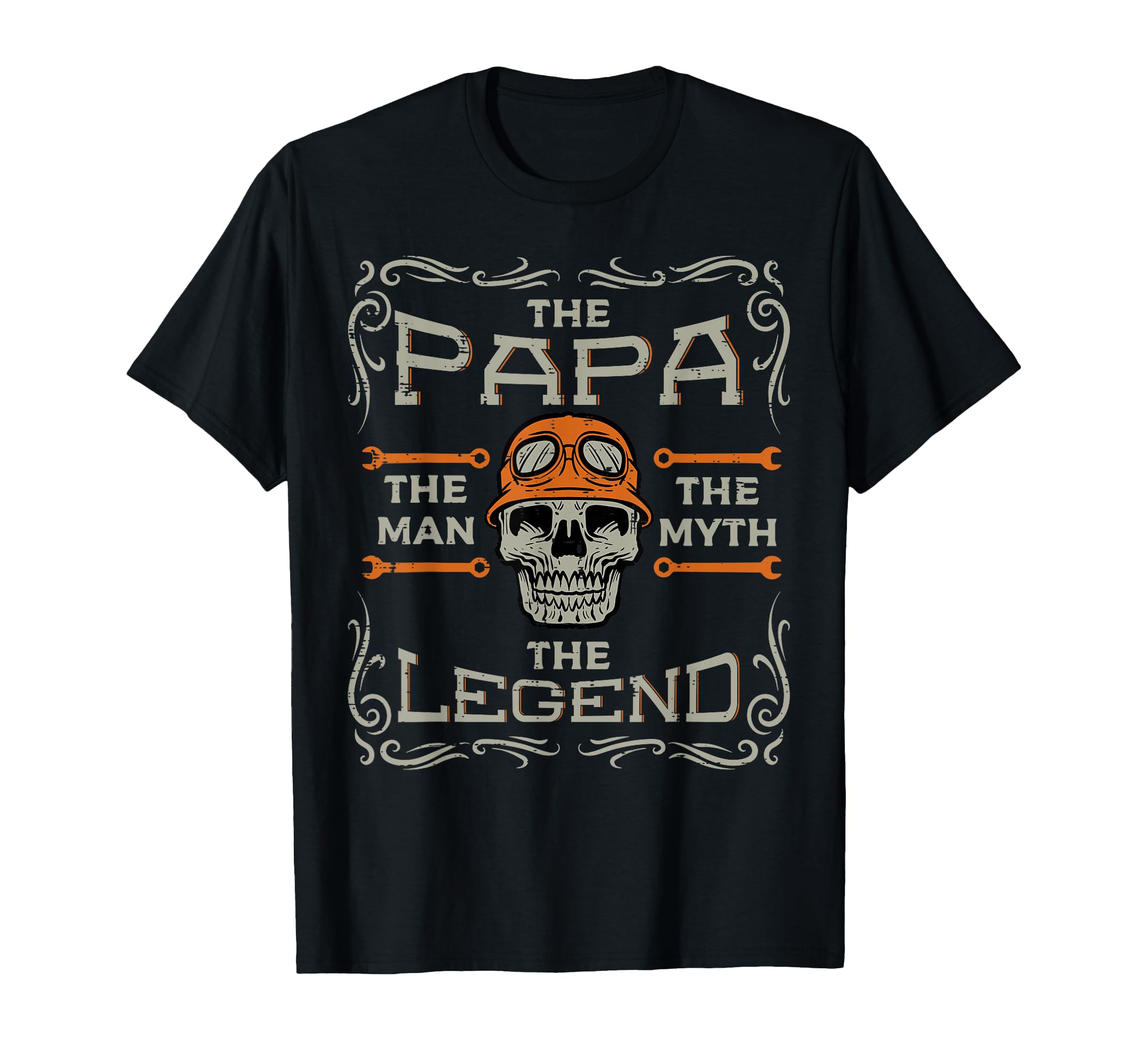 Biker Papa Myth Legend Skull Fathers T-Shirt - Aesthetic Graphic Unisex - T-Shirt, Sweatshirt, Hoodie