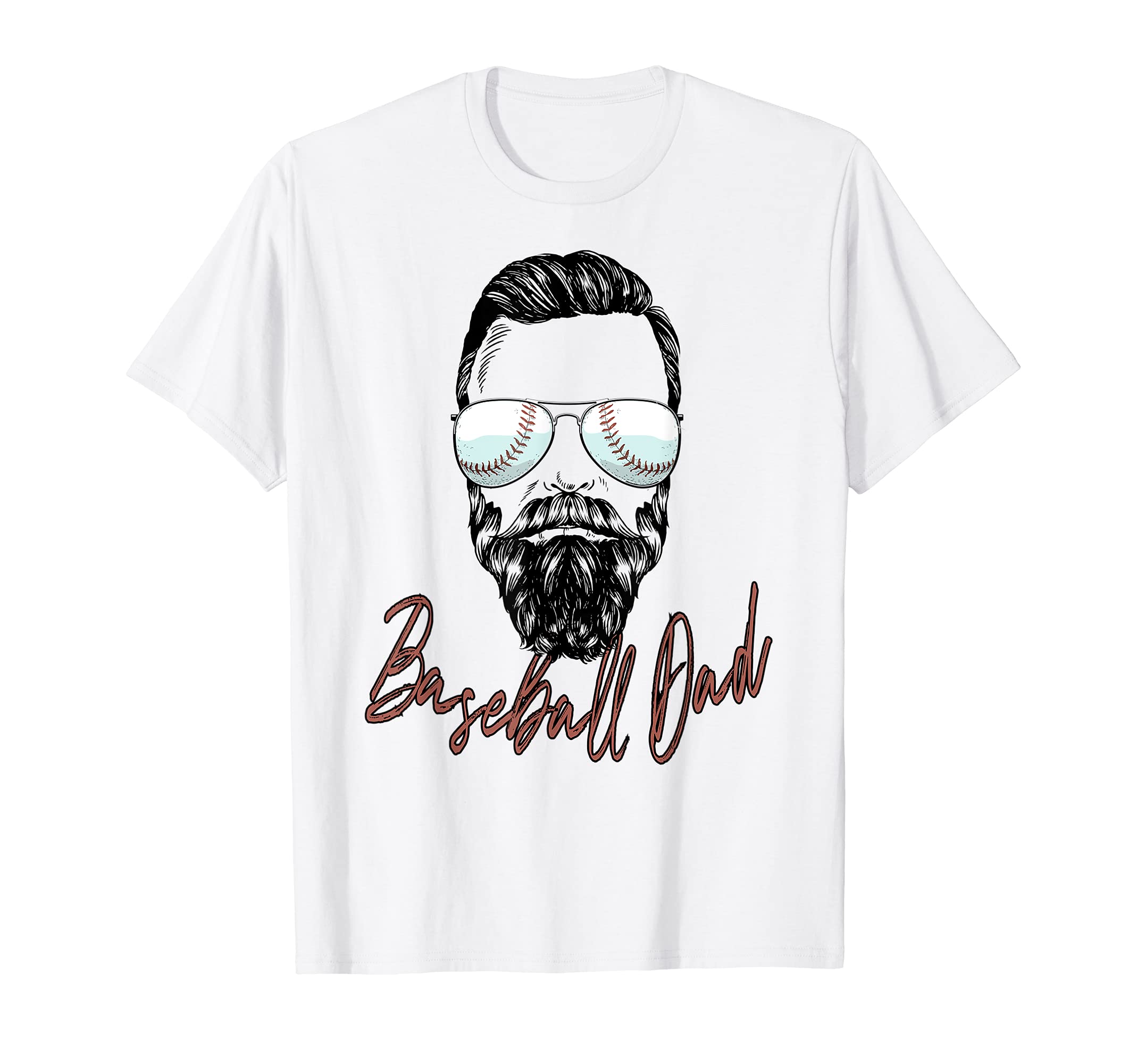 Baseball Dad Beard Sunglasses Baseball T-Shirt - Custom Art Print Unisex - T-Shirt, Sweatshirt, Hoodie