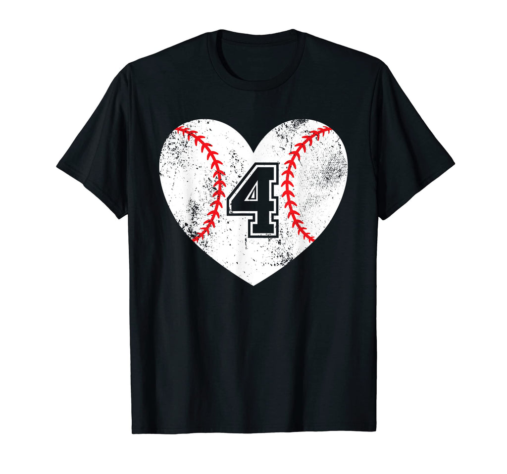 Baseball Heart Player 4 Baseball Mom Dad T-Shirt - Novelty Apparel Unisex - T-Shirt, Sweatshirt, Hoodie