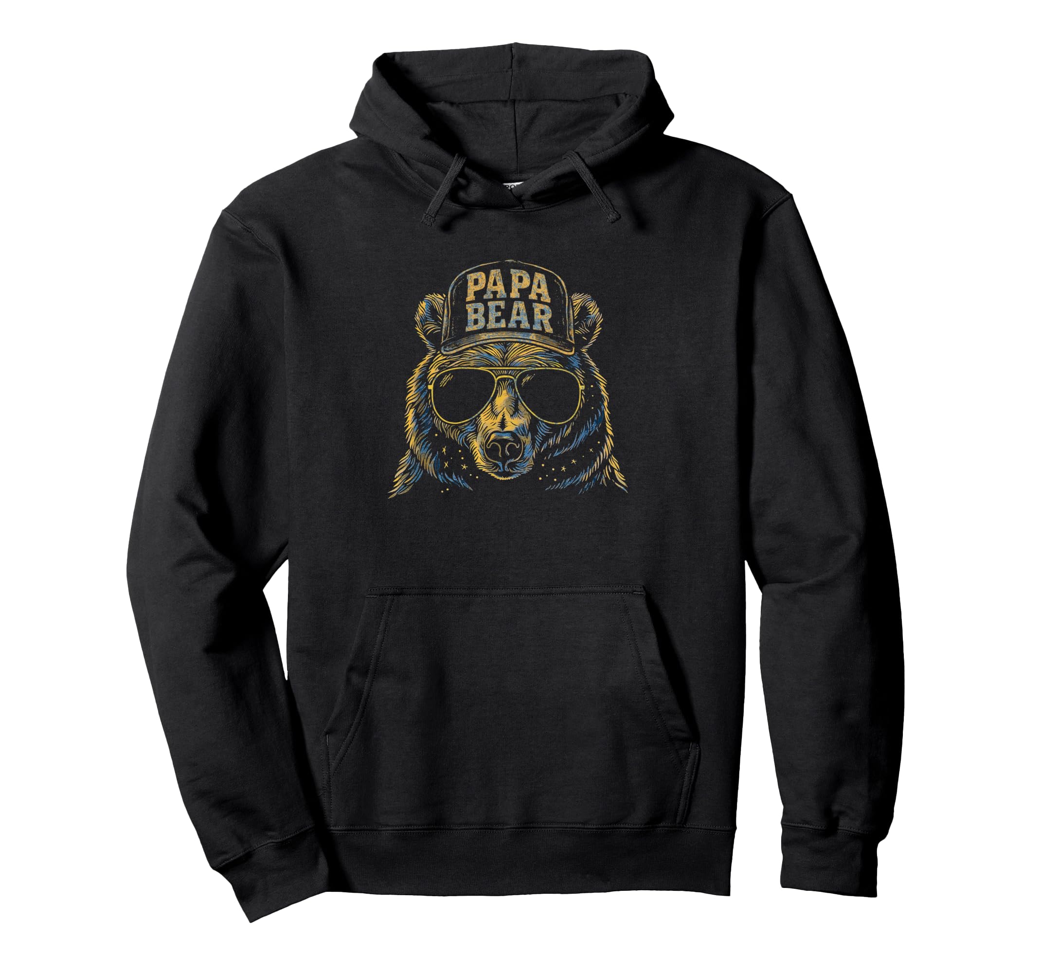 Mens Papa Bear Face Sunglasses Papa Hoodie - Custom Art Print for Adults - T-Shirt, Sweatshirt, Hoodie