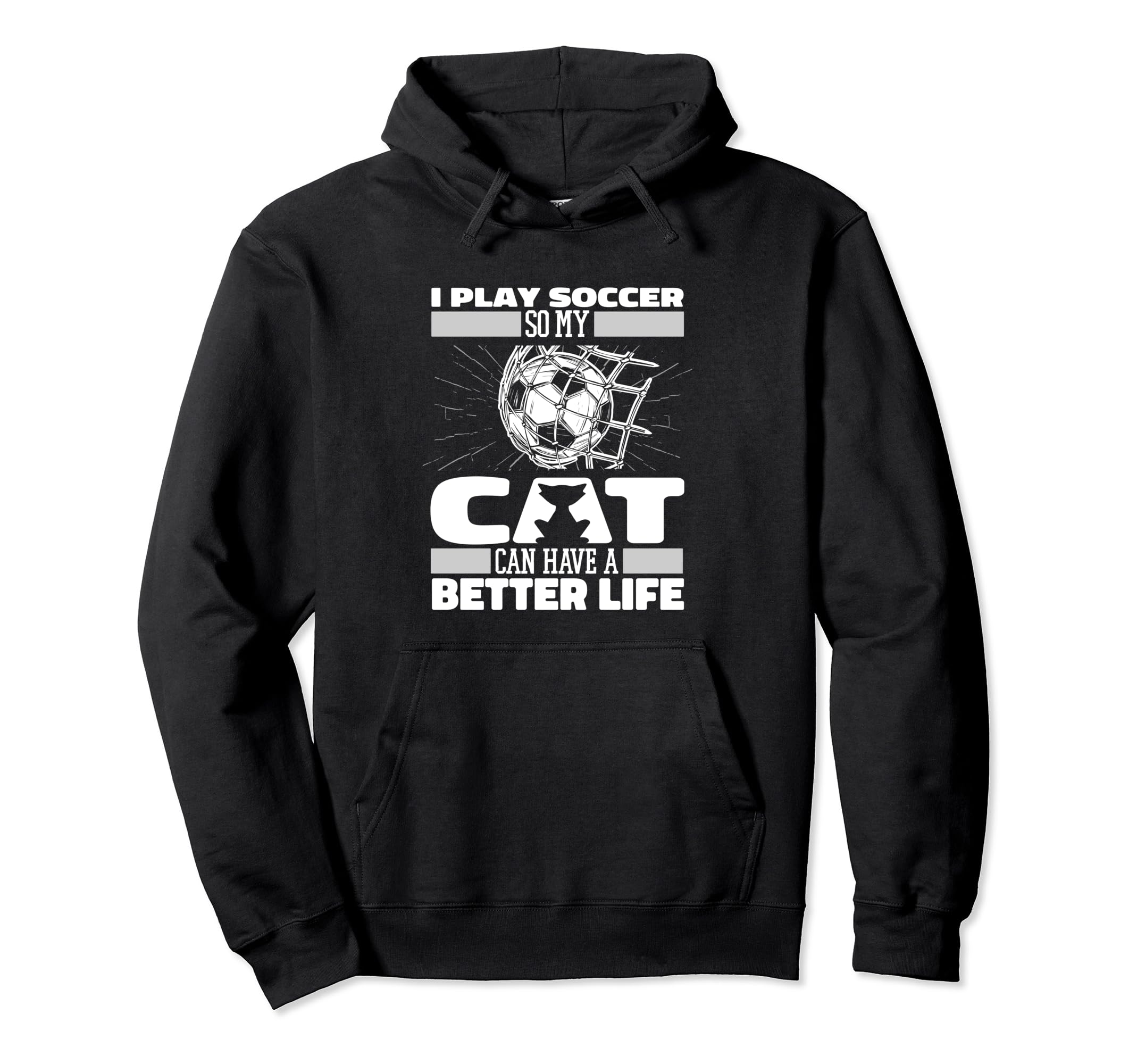Soccer Cat Player Team Sports Hoodie - Casual Everyday Wear for Adults - T-Shirt, Sweatshirt, Hoodie