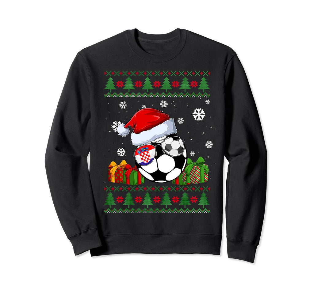 Funny Soccer Lovers Santa Hat Ugly Sweatshirt - Graphic Print Men Women - T-Shirt, Sweatshirt, Hoodie