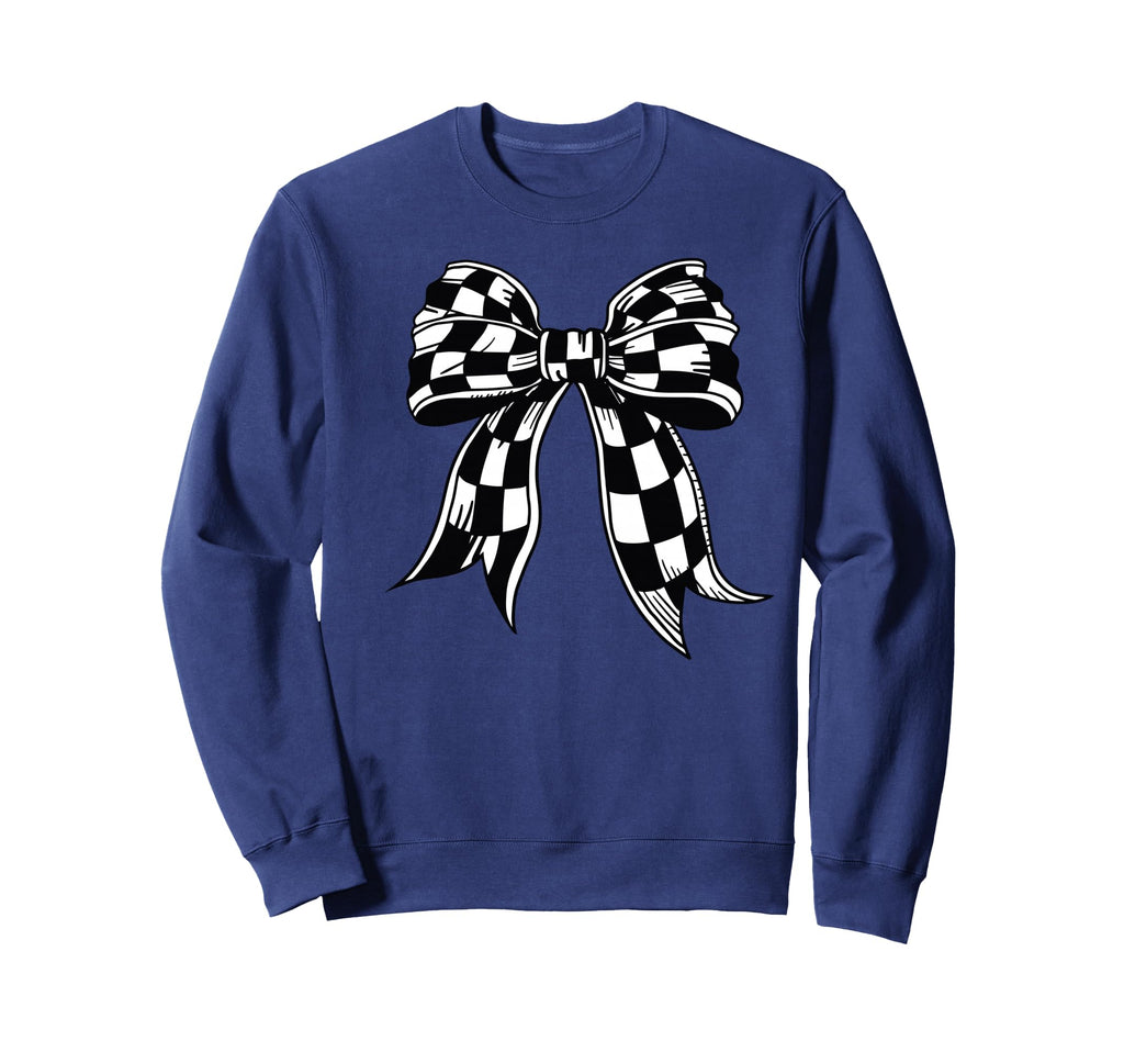 Checkered Bow Tie Flag Automobile Sweatshirt - Minimalist Print Men Women - T-Shirt, Sweatshirt, Hoodie