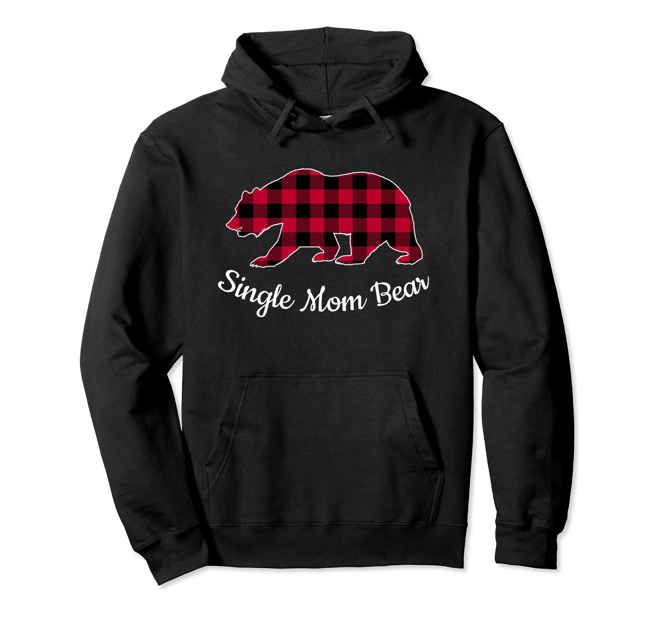 Single Mom Bear Pajama Red Buffalo Hoodie - Custom Art Print Men Women - T-Shirt, Sweatshirt, Hoodie