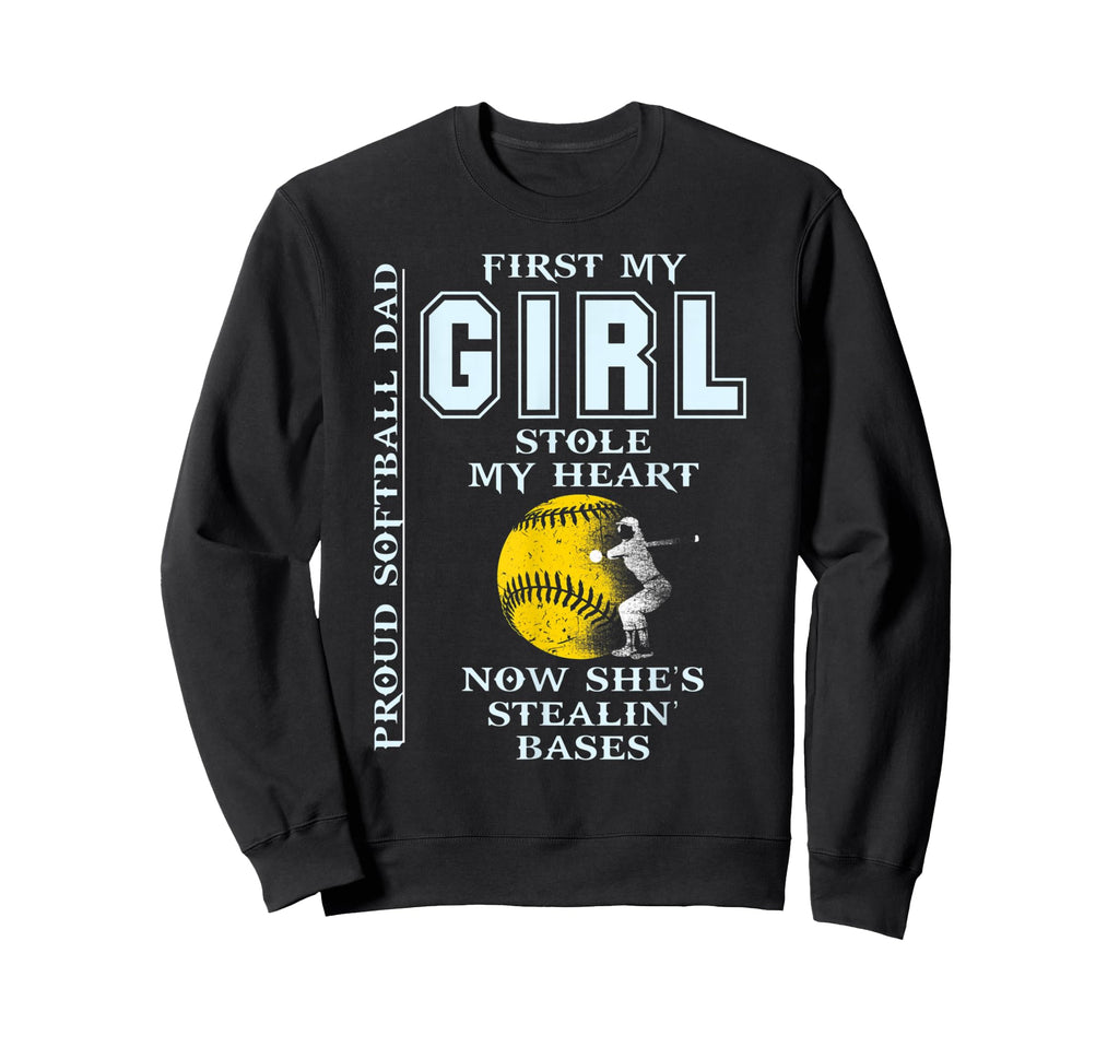 Funny Proud Softball Dad Sweatshirt - Casual Everyday Wear for Adults - T-Shirt, Sweatshirt, Hoodie
