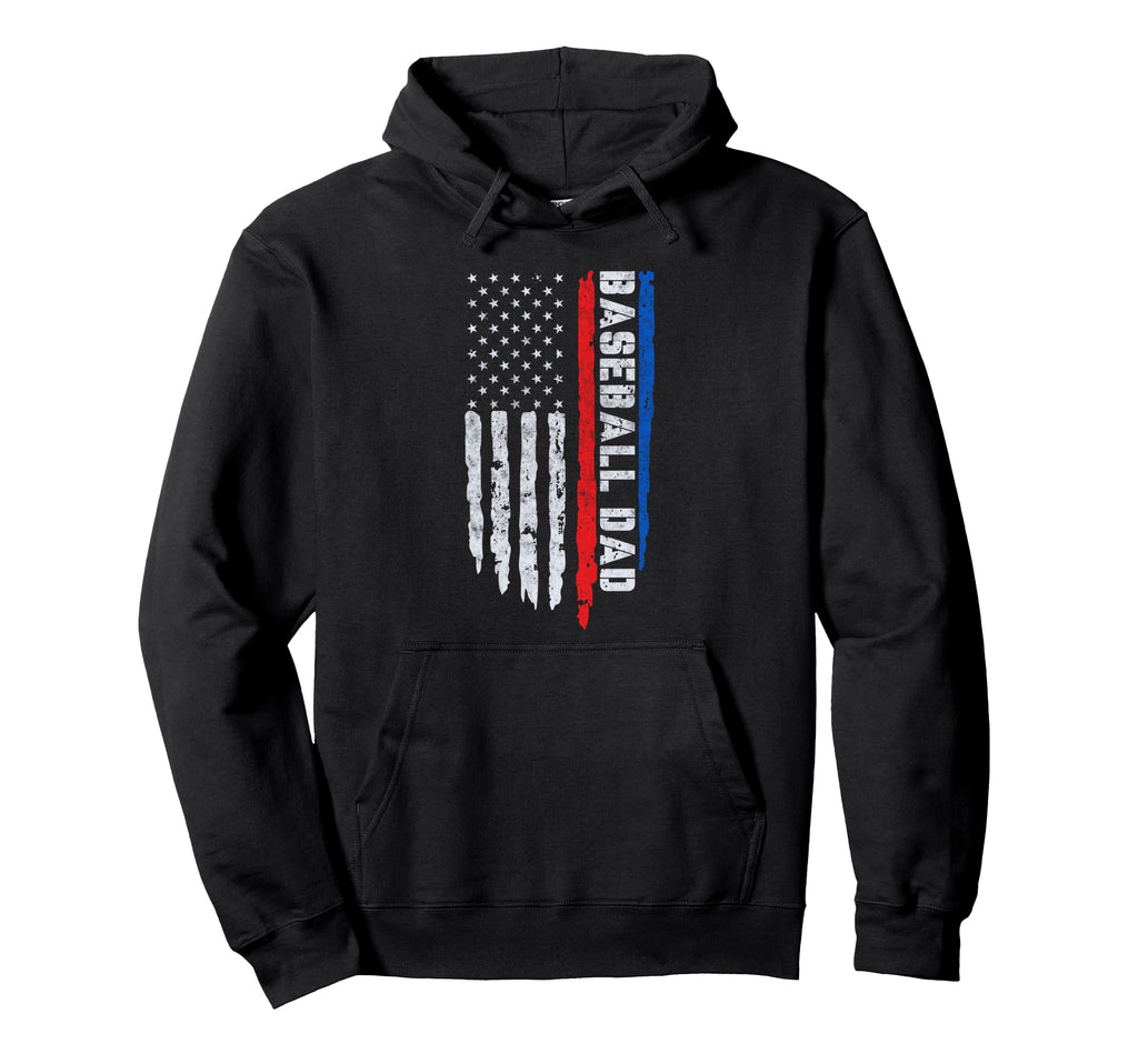 Baseball Us Flag Baseball Dad Player Hoodie - Fun Novelty Design Unisex - T-Shirt, Sweatshirt, Hoodie