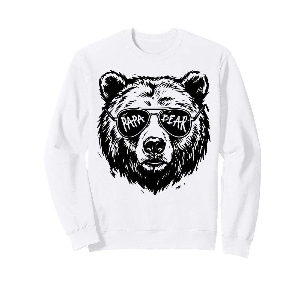 Papa Bear Sunglasses Face Fathers Day Sweatshirt - Minimalist Print Unisex - T-Shirt, Sweatshirt, Hoodie