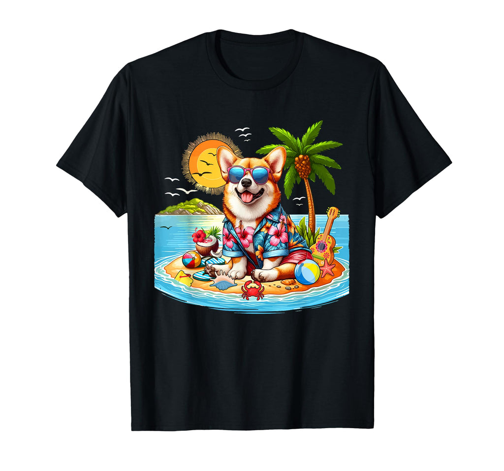 Corgi Sunglasses Beach Costume T-Shirt - Streetwear Style for Adults - T-Shirt, Sweatshirt, Hoodie
