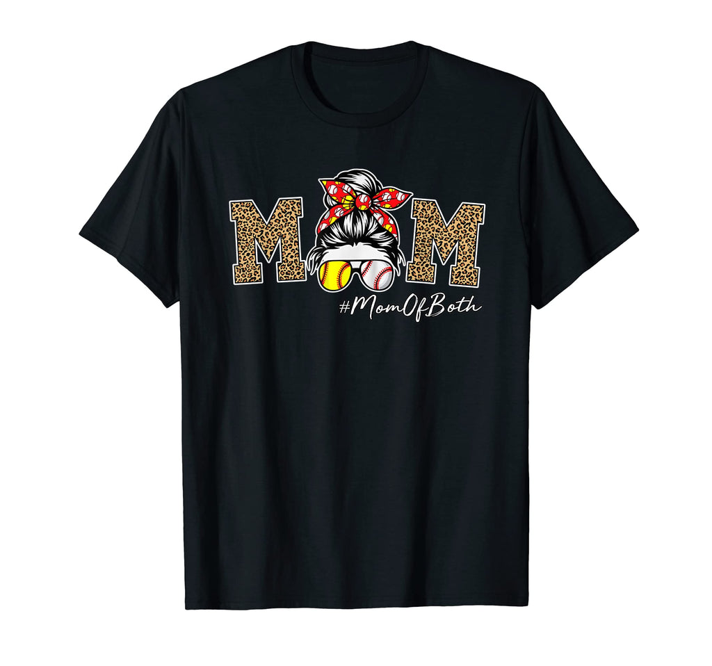 Messy Bun Mom Both Baseball Softball T-Shirt - Minimalist Print Unisex - T-Shirt, Sweatshirt, Hoodie