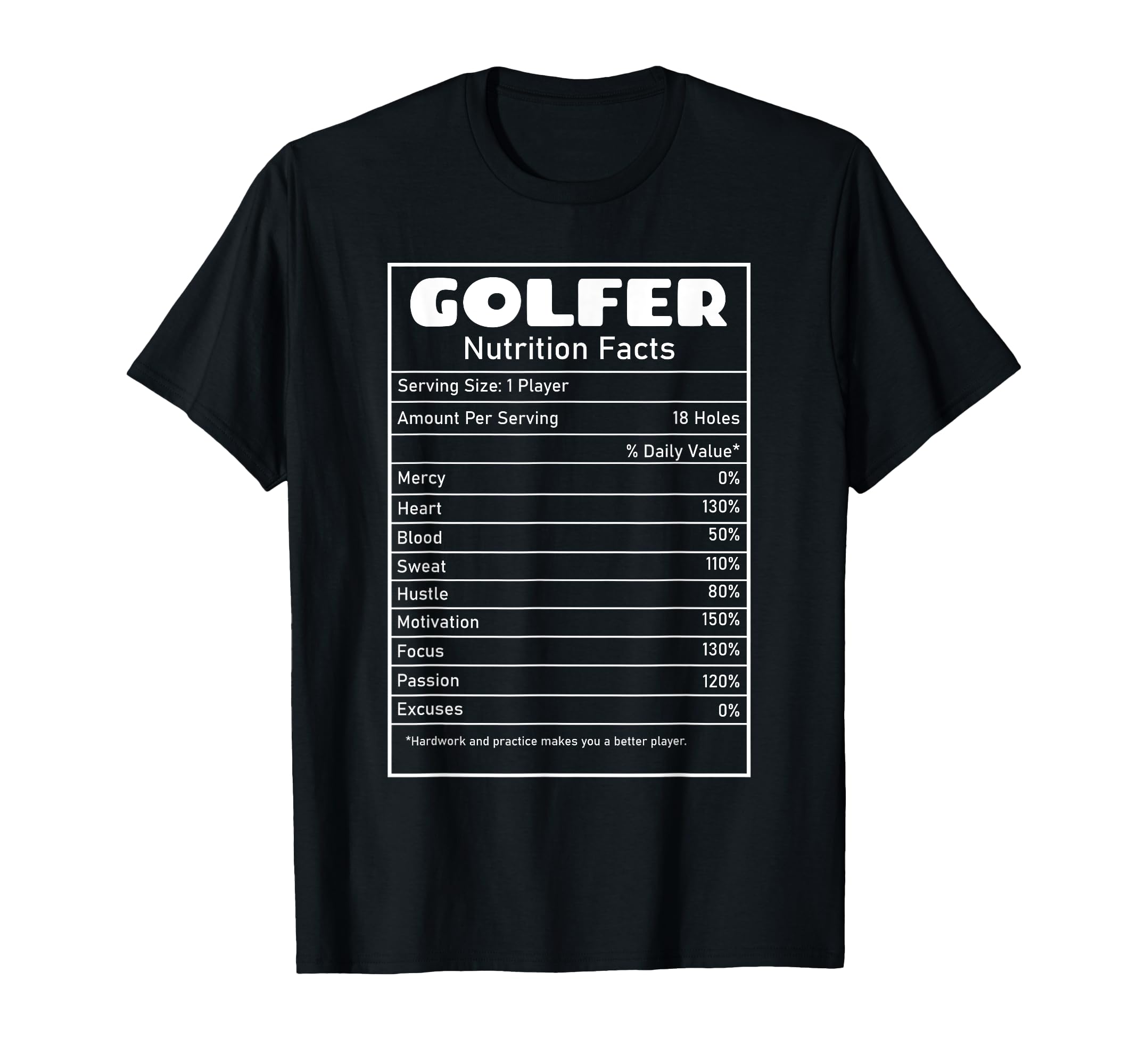 Golfer Nutrition Facts Funny Golf Dad T-Shirt - Minimalist Print Men Women - T-Shirt, Sweatshirt, Hoodie