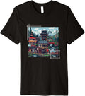 Japanese Pixel Art Village Retro Gaming Style - Adult & Kids T-Shirts, Sweatshirts & Hoodies apparel design preview 1