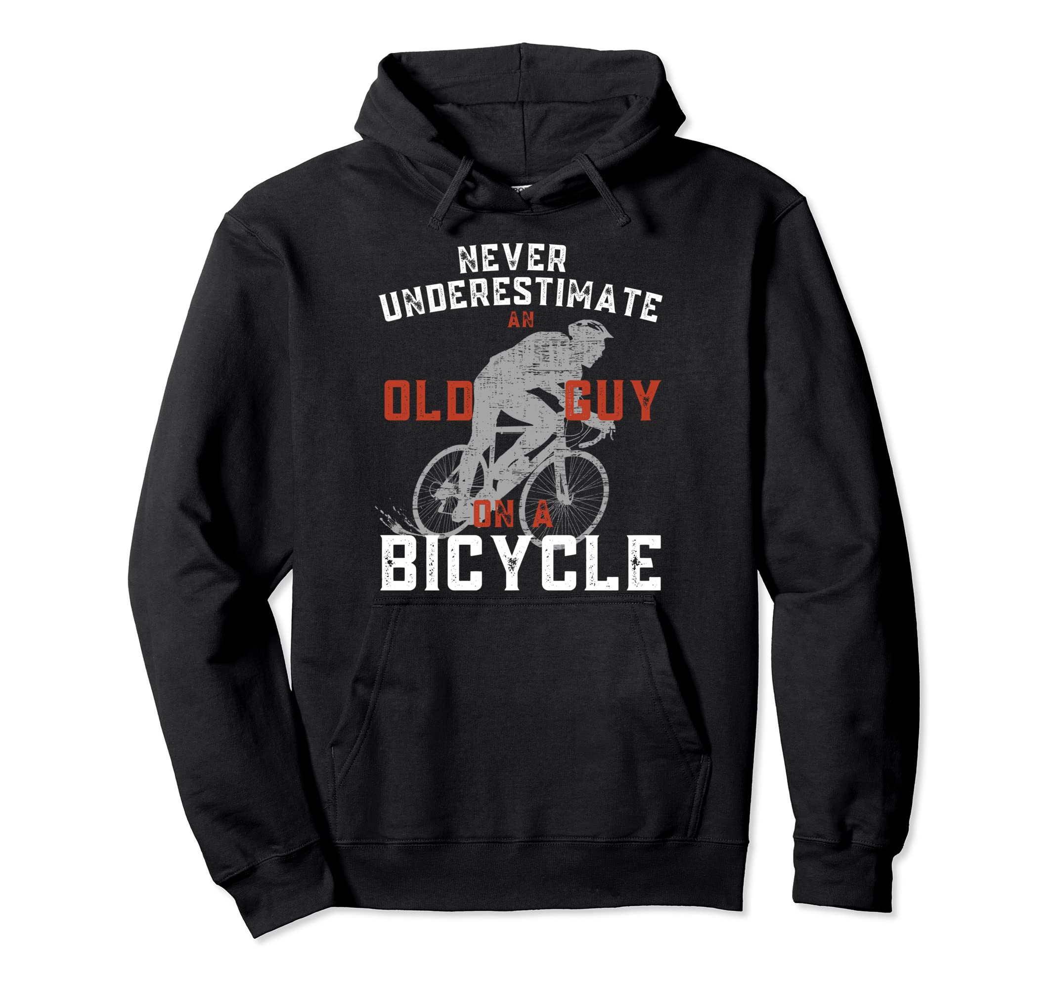 Never Underestimate Old Guy Bicycle Hoodie - Novelty Apparel Men Women - T-Shirt, Sweatshirt, Hoodie