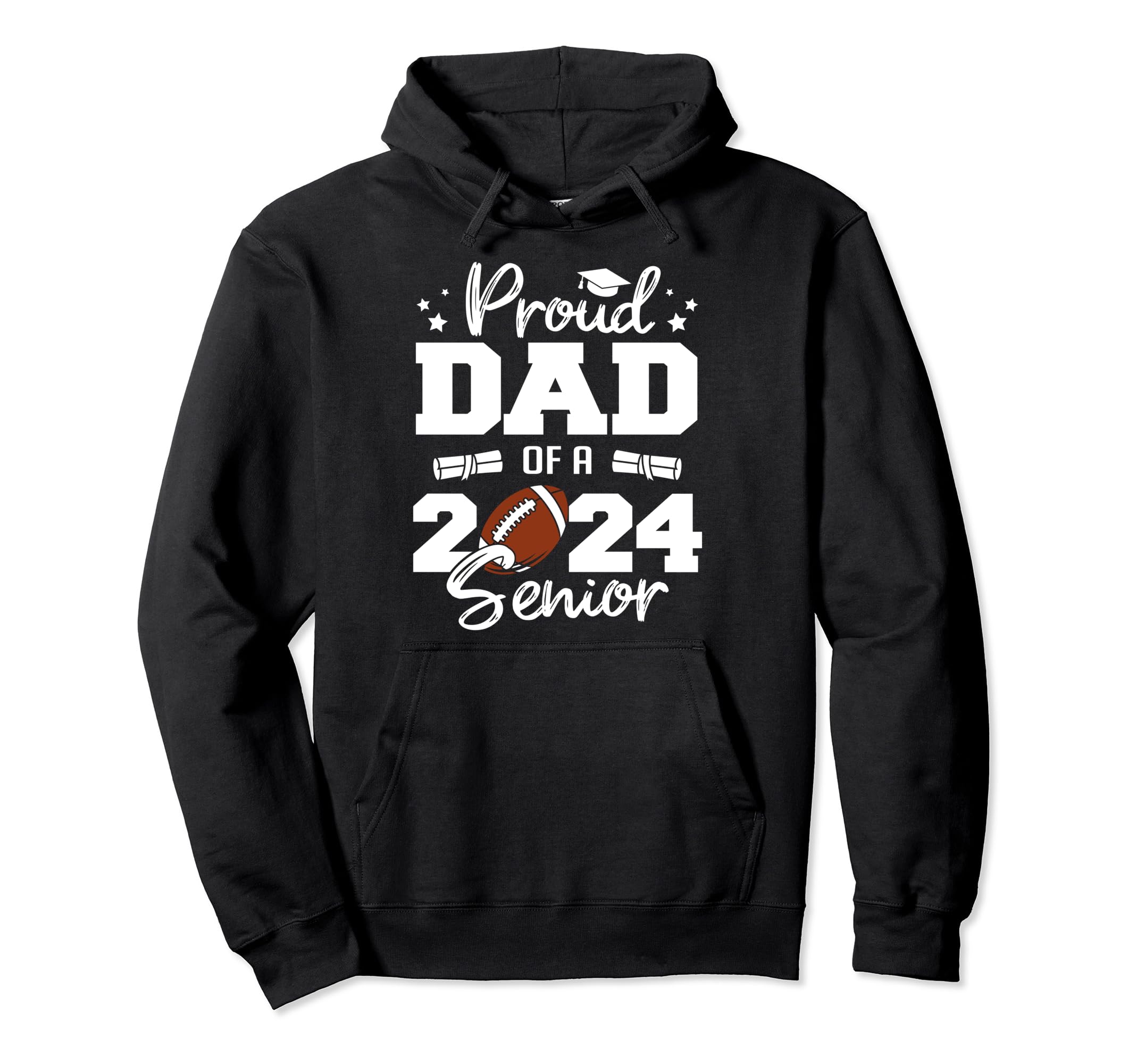 Proud Dad 2024 Senior Funny Football Hoodie - Aesthetic Graphic Unisex - T-Shirt, Sweatshirt, Hoodie