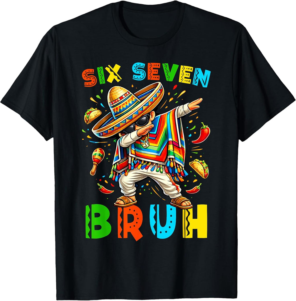 Six Seven Cinco De Mayo Mexican Boy Dabbing Poncho 67 - Adult & Kids T-Shirts, Sweatshirts & Hoodies apparel design preview 1