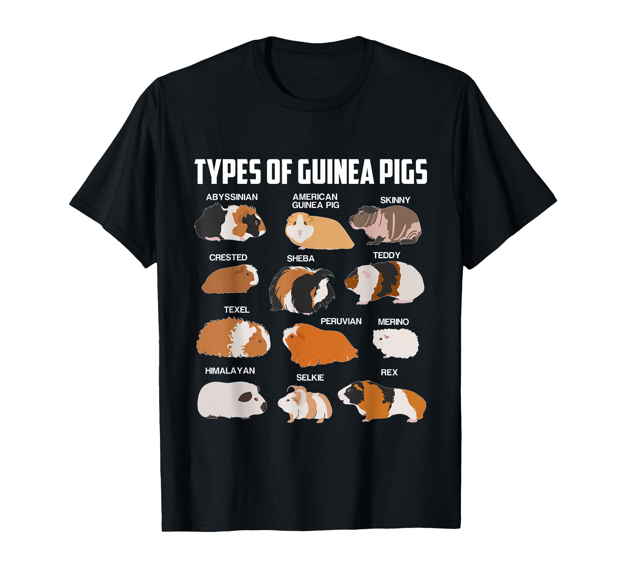 Different Types Guinea Pig Pet Gift T-Shirt - Graphic Print Men Women - T-Shirt, Sweatshirt, Hoodie