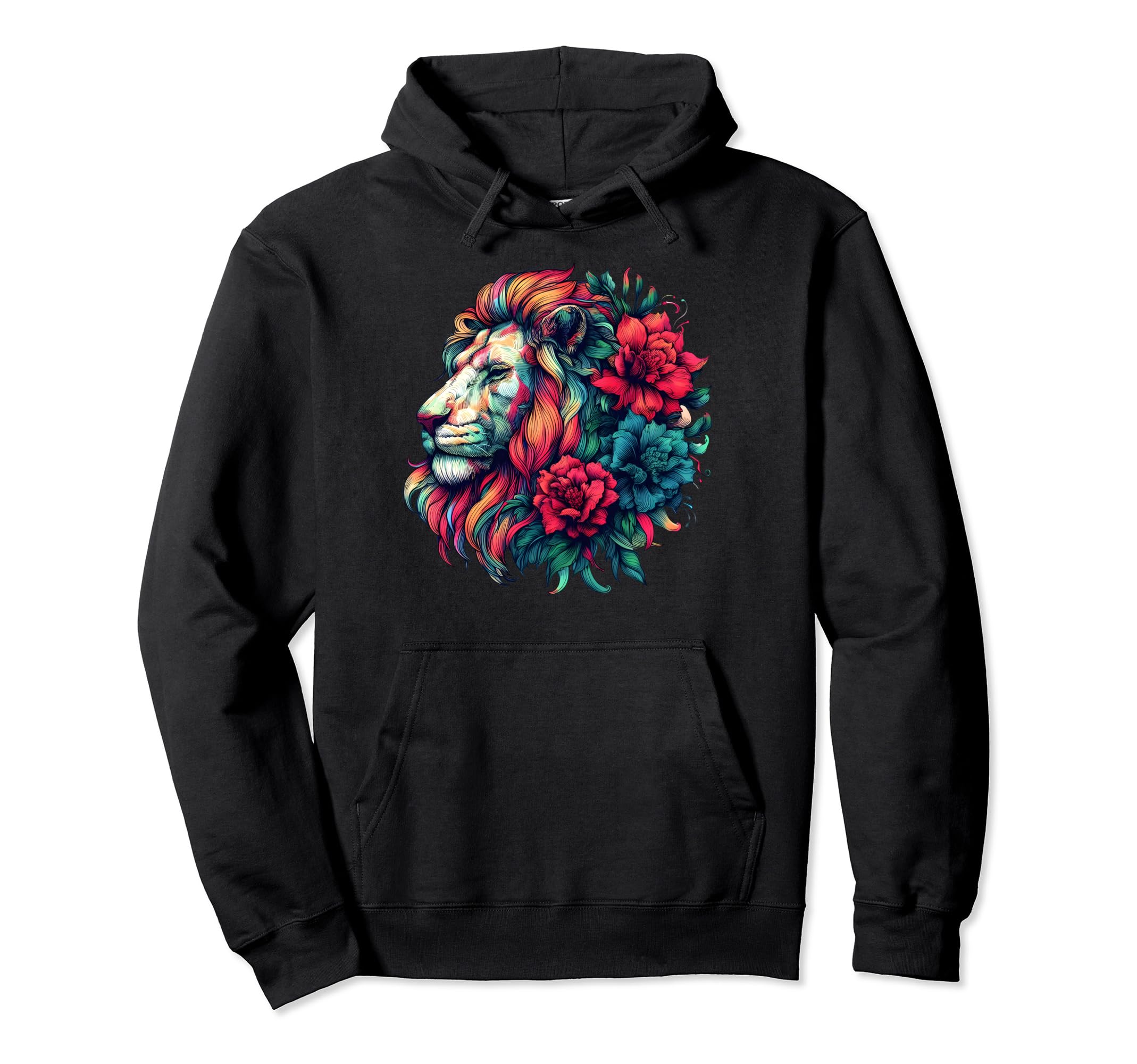 Floral Lion Lion Moms Dads Hoodie - Aesthetic Graphic Men Women - T-Shirt, Sweatshirt, Hoodie