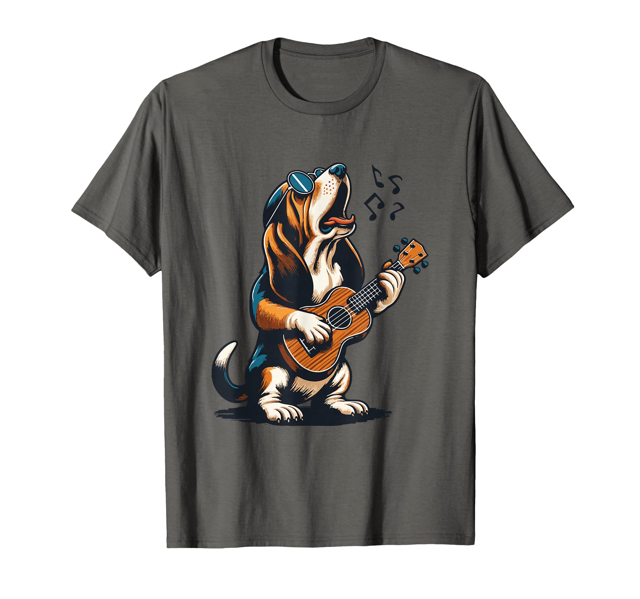 Dog Playing Guitar Singing Basset Hound T-Shirt - Novelty Apparel Unisex - T-Shirt, Sweatshirt, Hoodie