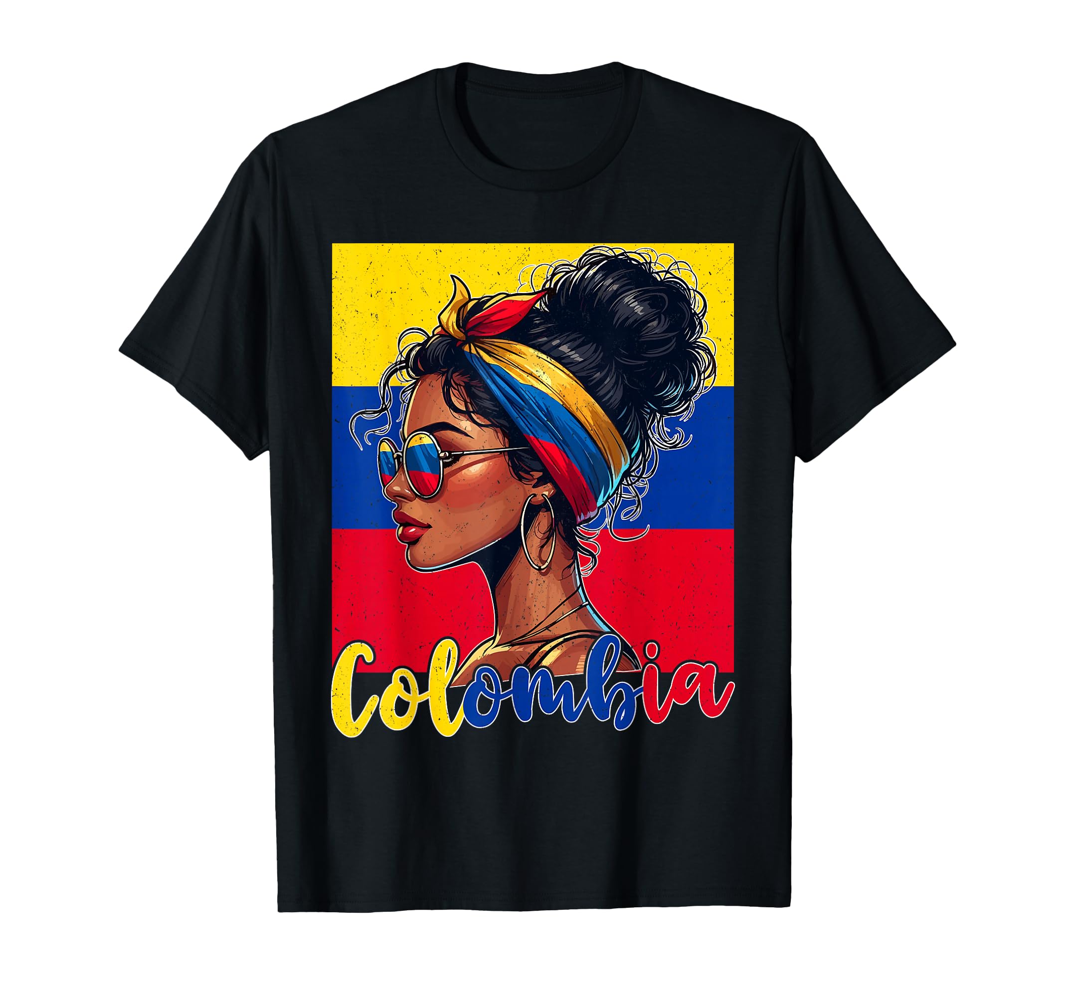 Colombian Colombia Flag Proud Afro T-Shirt - Unique Graphic Men Women - T-Shirt, Sweatshirt, Hoodie