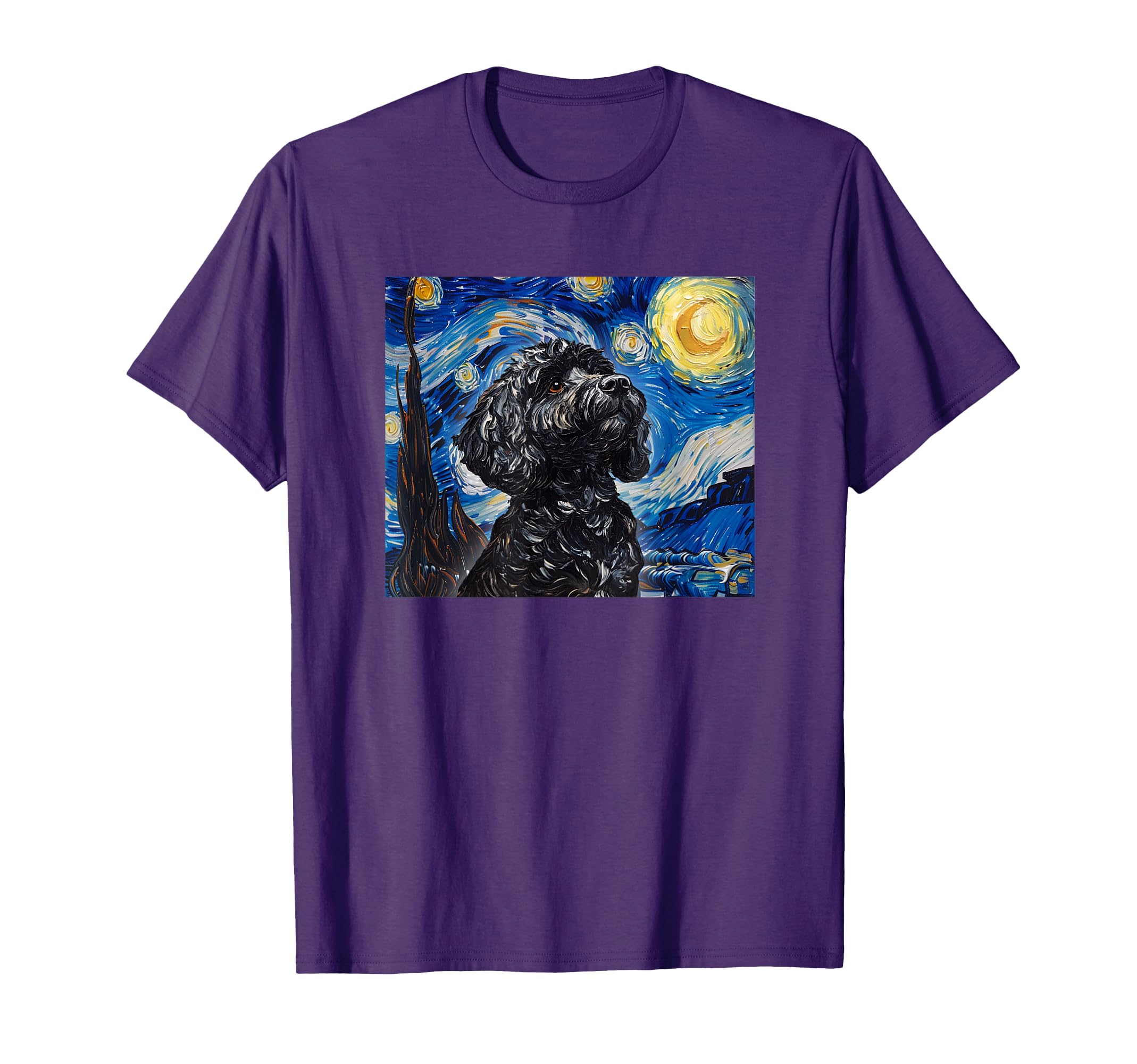 Illustration Painting Starry Night Black T-Shirt - Trendy Graphic Unisex - T-Shirt, Sweatshirt, Hoodie