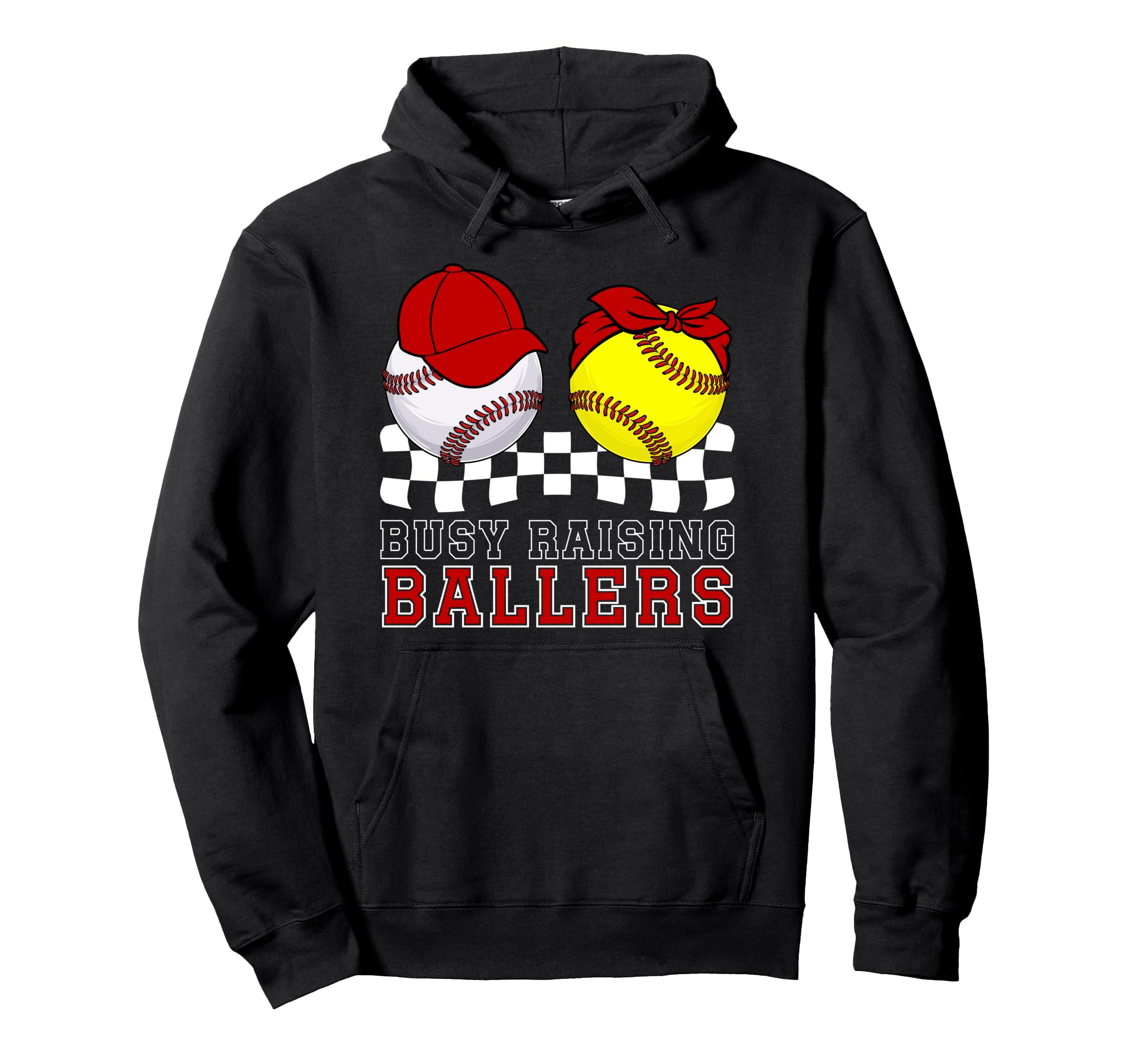 Busy Raising Ballers Baseball Softball Mom Hoodie - Minimalist Print Unisex - T-Shirt, Sweatshirt, Hoodie