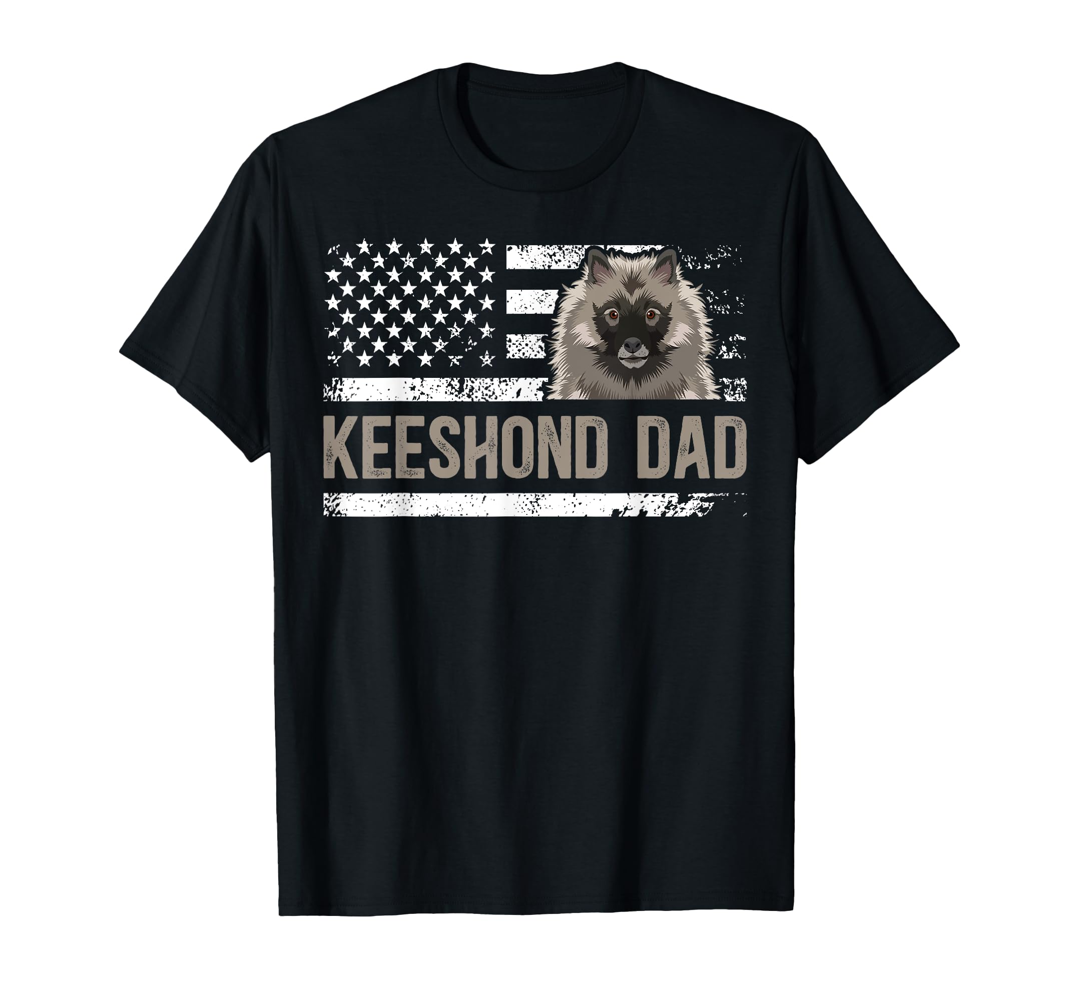 Keeshond Dad American Flag Keeshond T-Shirt - Streetwear Style for Adults - T-Shirt, Sweatshirt, Hoodie