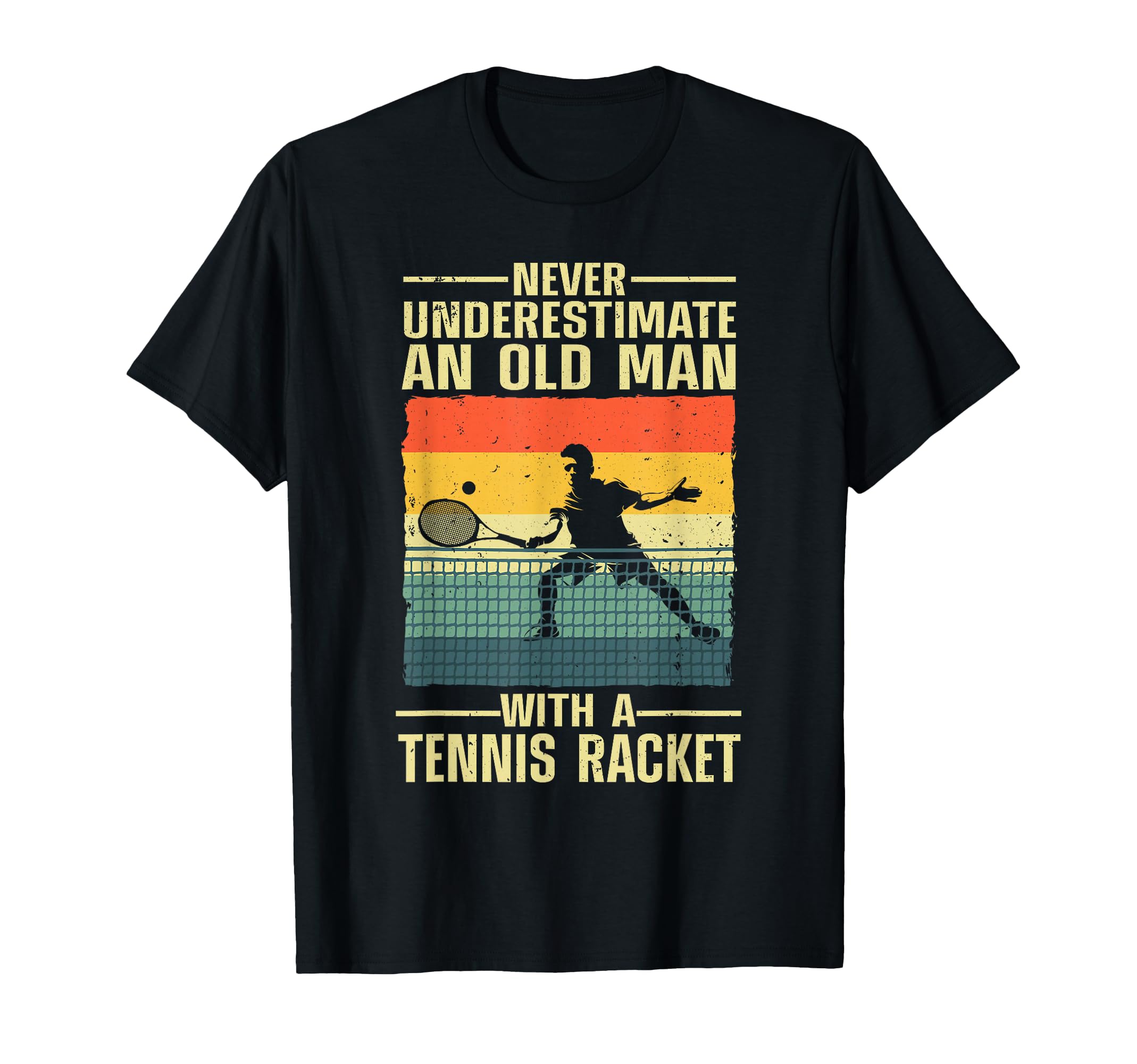 Tennis Art Grandpa Tennis Player Racket T-Shirt - Trendy Graphic Unisex - T-Shirt, Sweatshirt, Hoodie