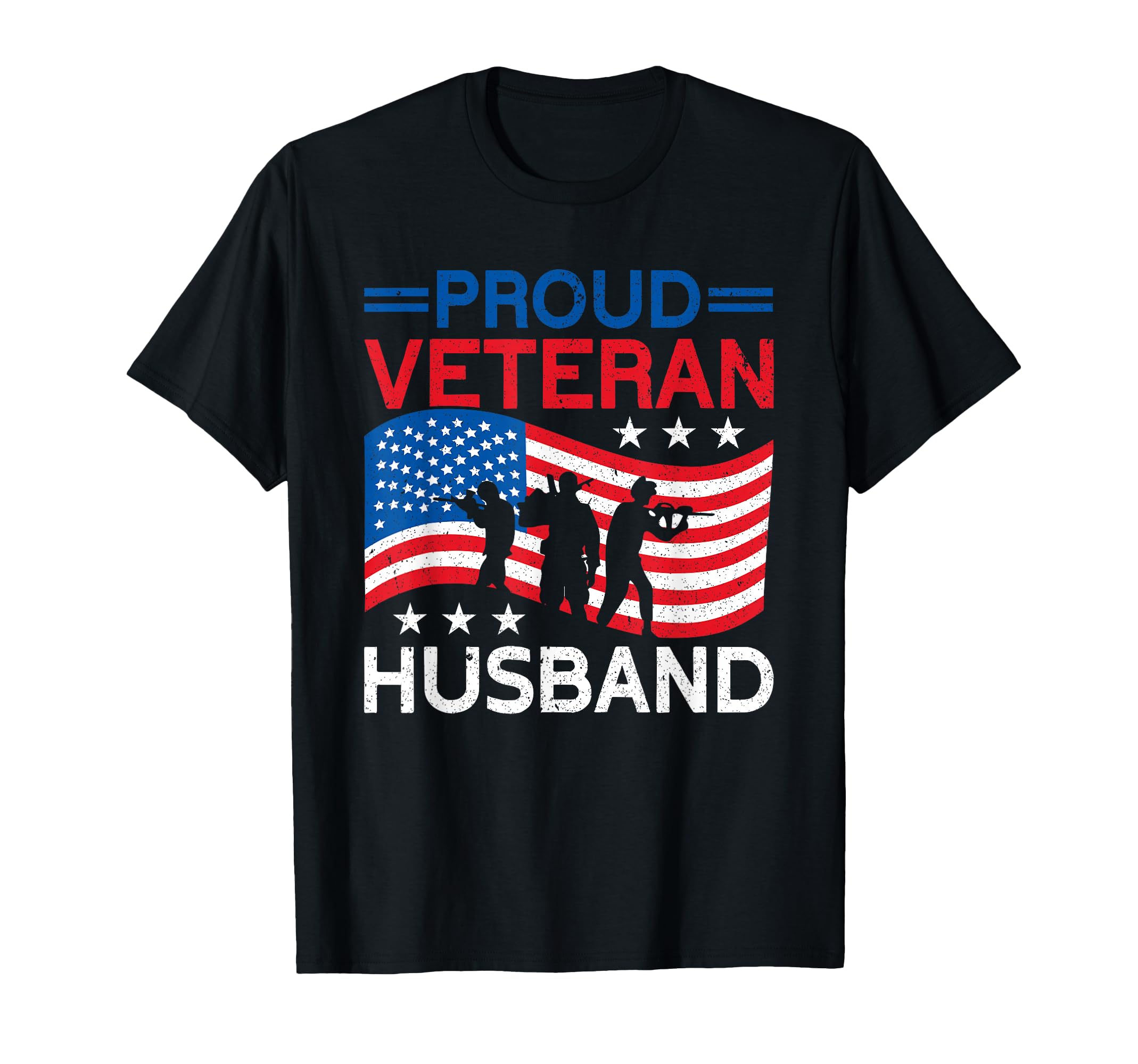 Proud Veteran Husband Usa Flag Proud T-Shirt - Graphic Print Men Women - T-Shirt, Sweatshirt, Hoodie