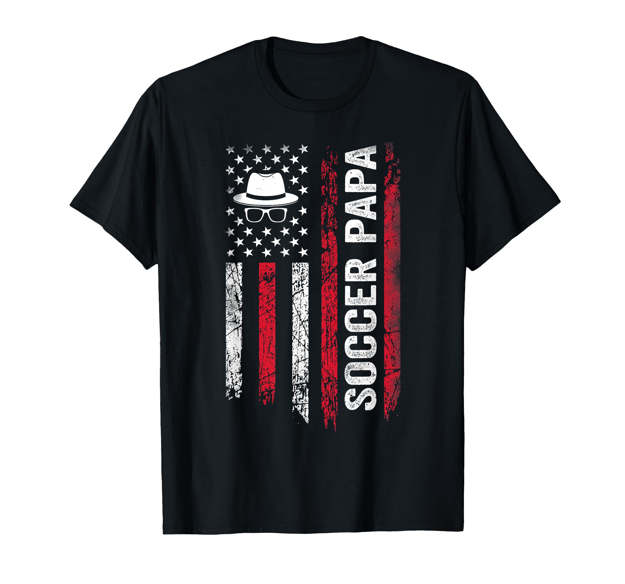 Soccer Papa American Flag Football T-Shirt - Trendy Graphic for Adults - T-Shirt, Sweatshirt, Hoodie