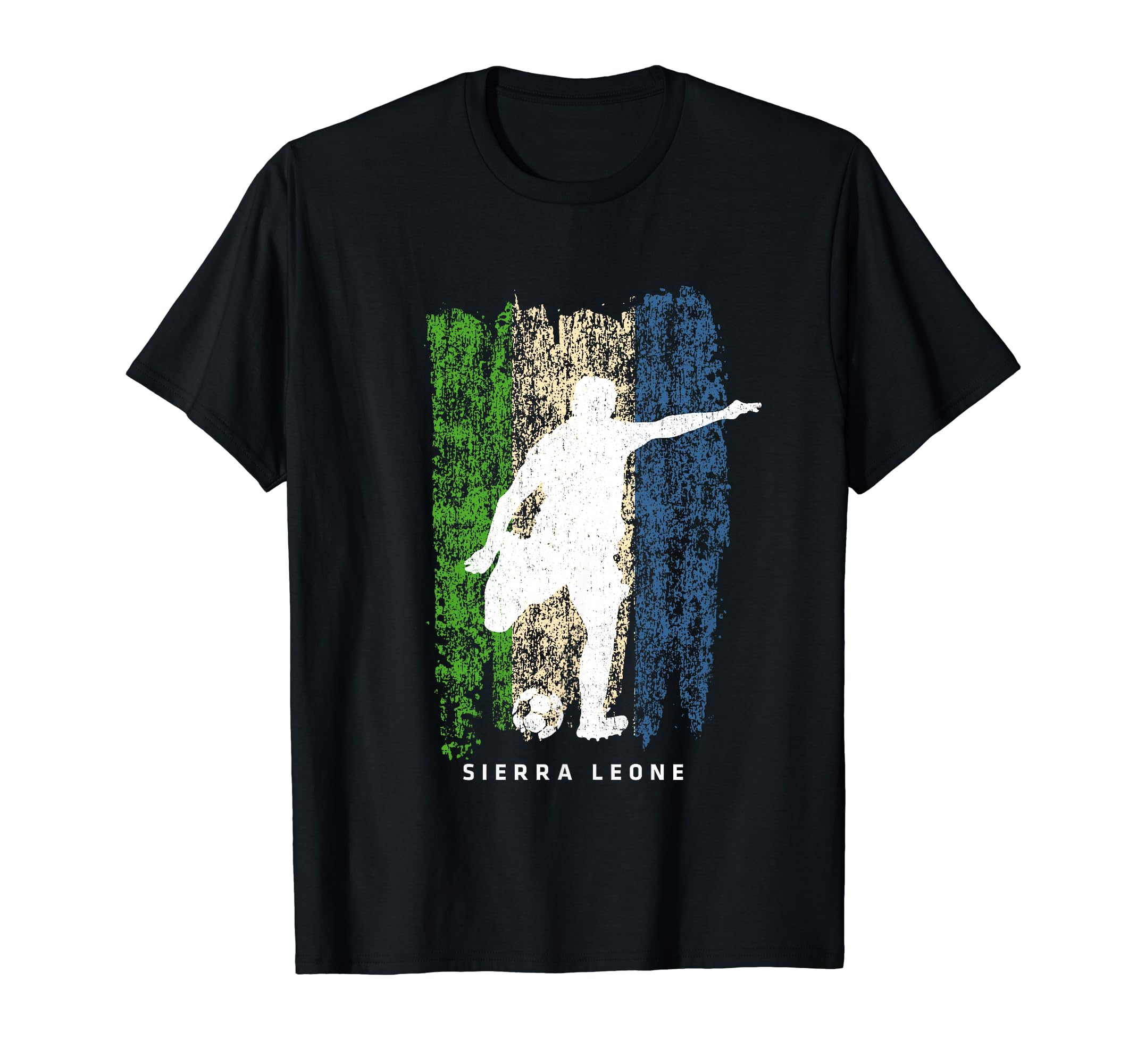 Sierra Leone Flag Soccer Player T-Shirt - Minimalist Print Unisex - T-Shirt, Sweatshirt, Hoodie