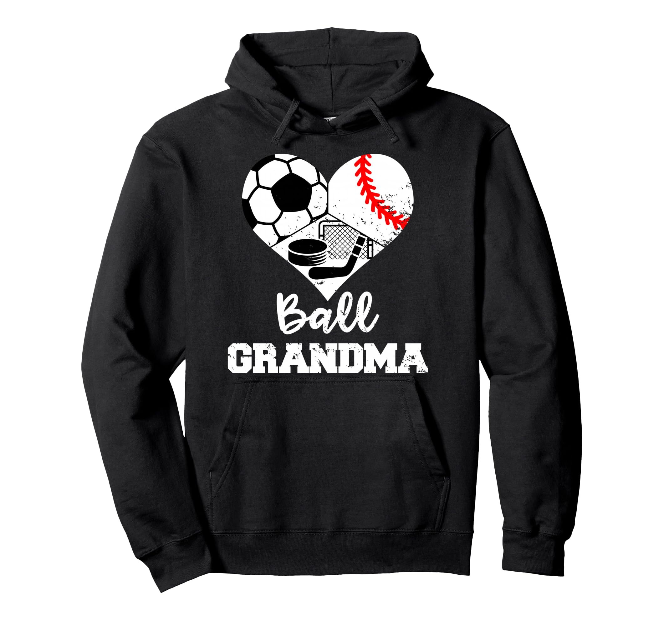 Ball Grandma Heart Funny Soccer Hoodie - Fun Novelty Design Men Women - T-Shirt, Sweatshirt, Hoodie