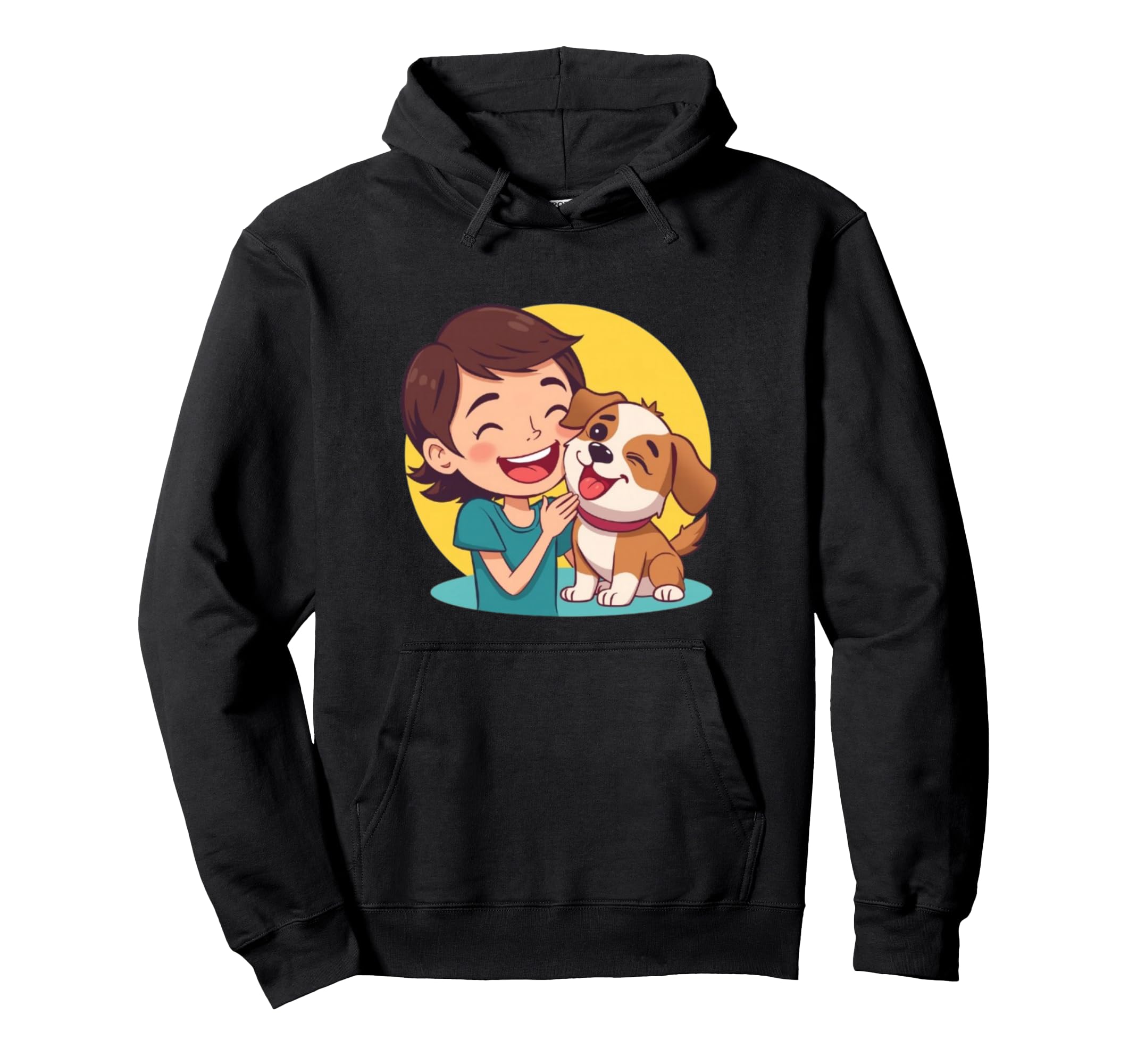 Dog Licking Funny Hoodie - Minimalist Print for Adults - T-Shirt, Sweatshirt, Hoodie