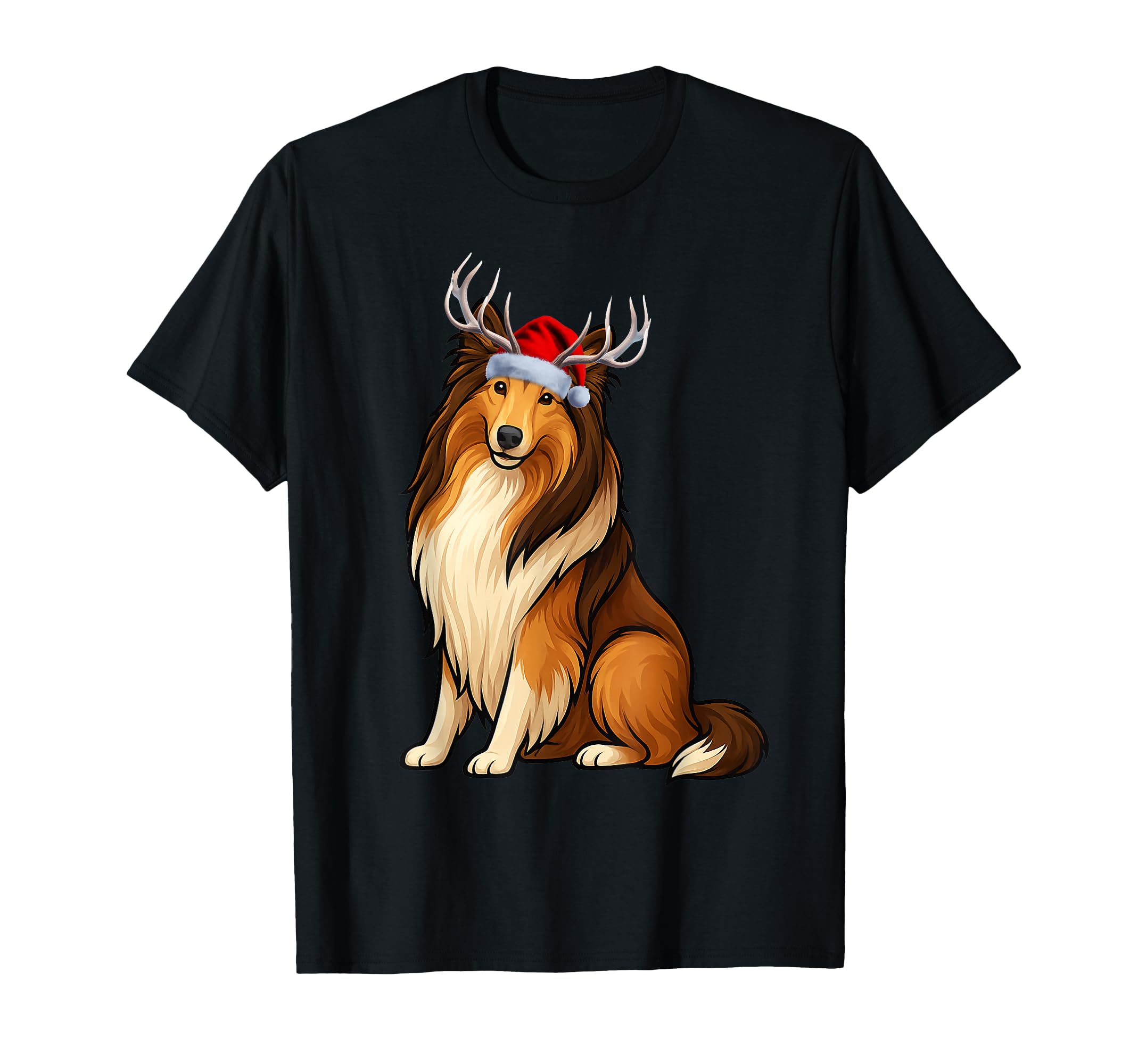 Reindeer Santa Hat Holiday Rough T-Shirt - Aesthetic Graphic for Adults - T-Shirt, Sweatshirt, Hoodie