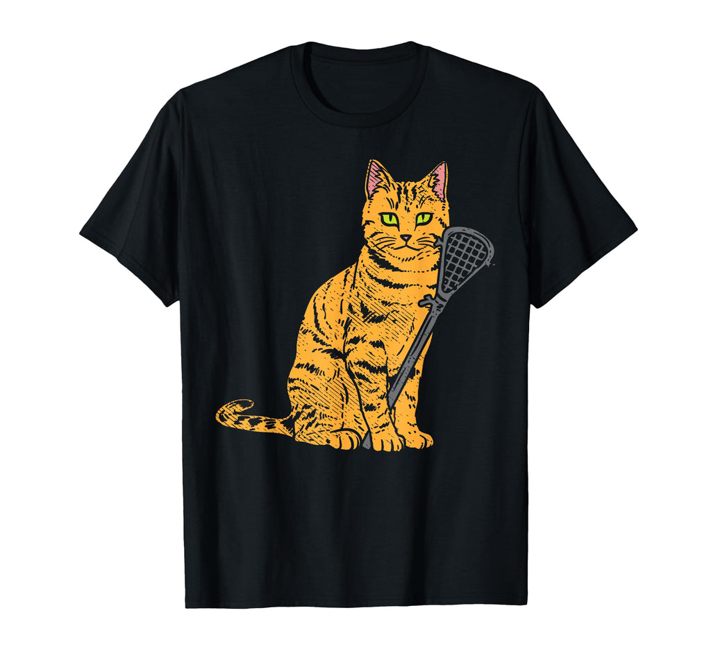 Cat Lacrosse Stick Animal Pet Lax T-Shirt - Streetwear Style for Adults - T-Shirt, Sweatshirt, Hoodie