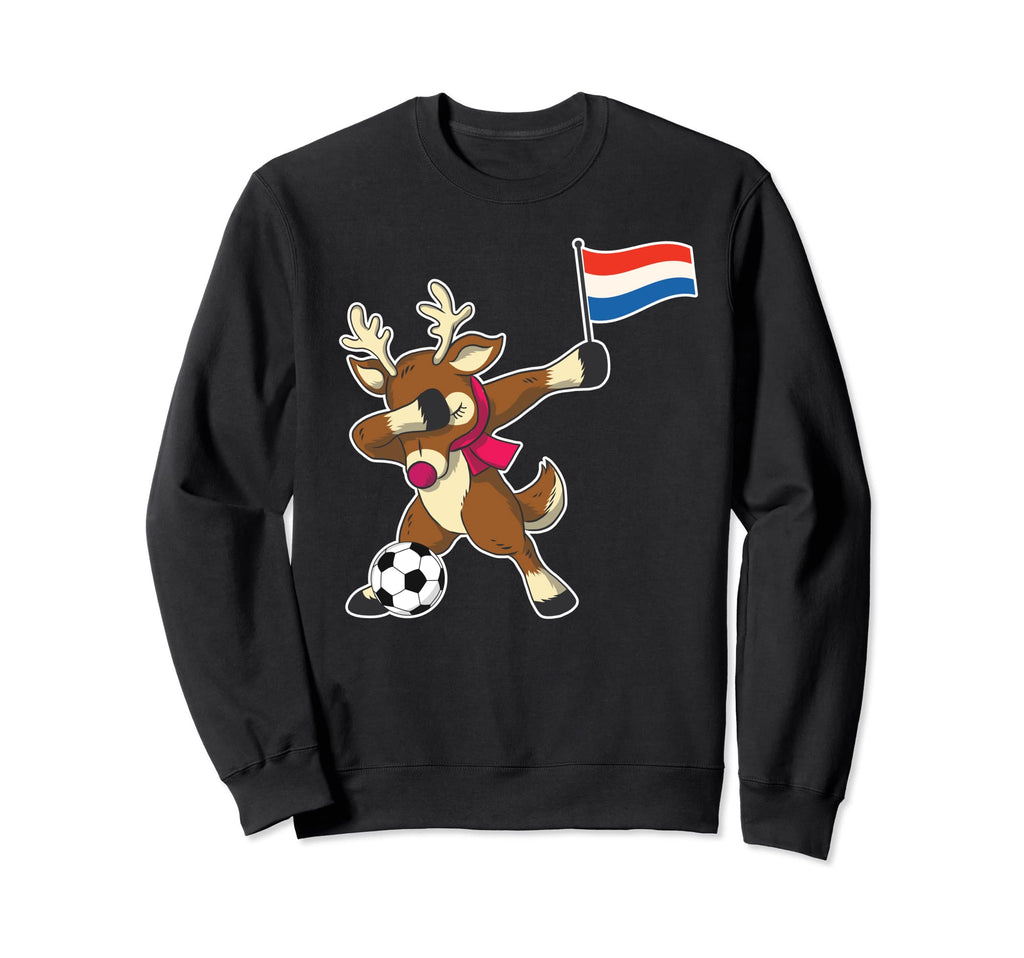 Soccer Dutch Flag Reindeer Sweatshirt - Aesthetic Graphic Men Women - T-Shirt, Sweatshirt, Hoodie