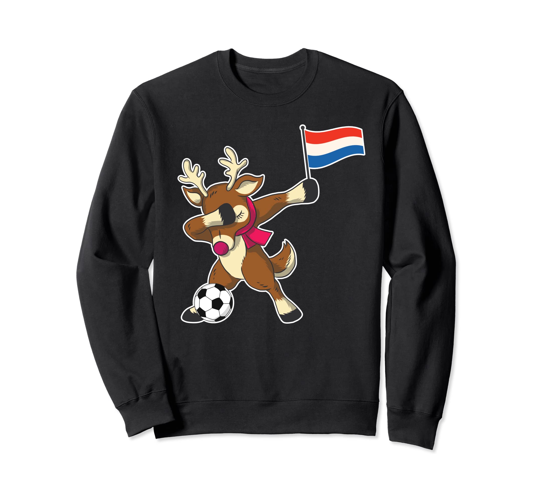 Soccer Dutch Flag Reindeer Sweatshirt - Aesthetic Graphic Men Women - T-Shirt, Sweatshirt, Hoodie