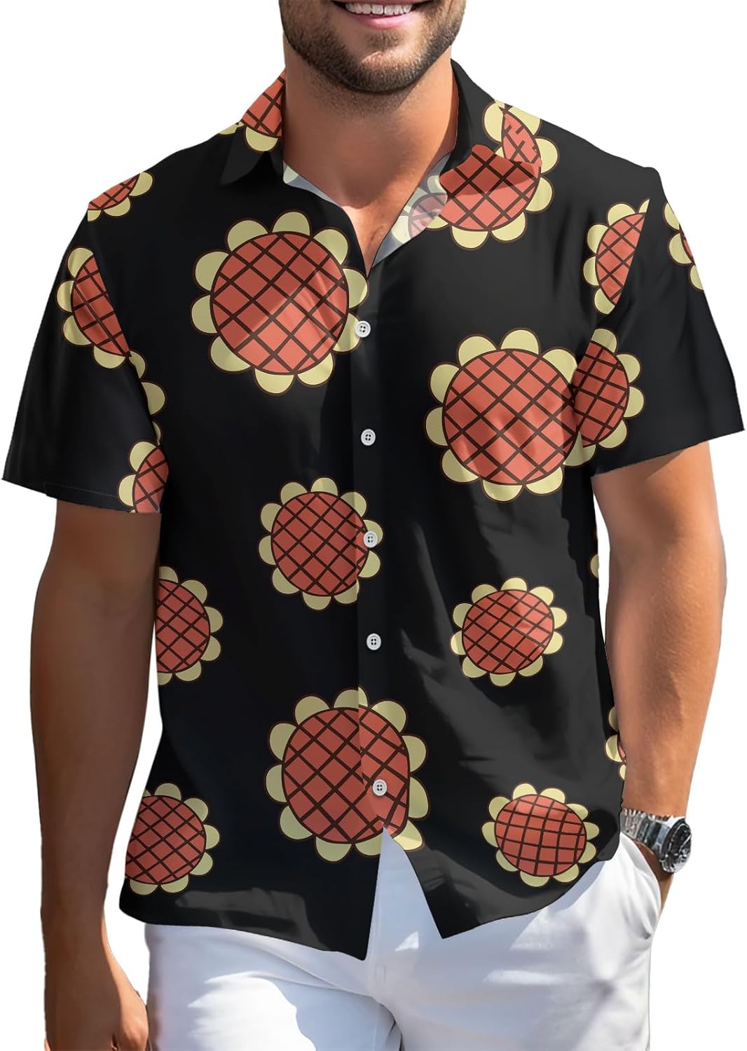Anime Egghead Hawaiian for Men, Game Character Button - Adult & Kids T-Shirts, Sweatshirts & Hoodies apparel design preview 1